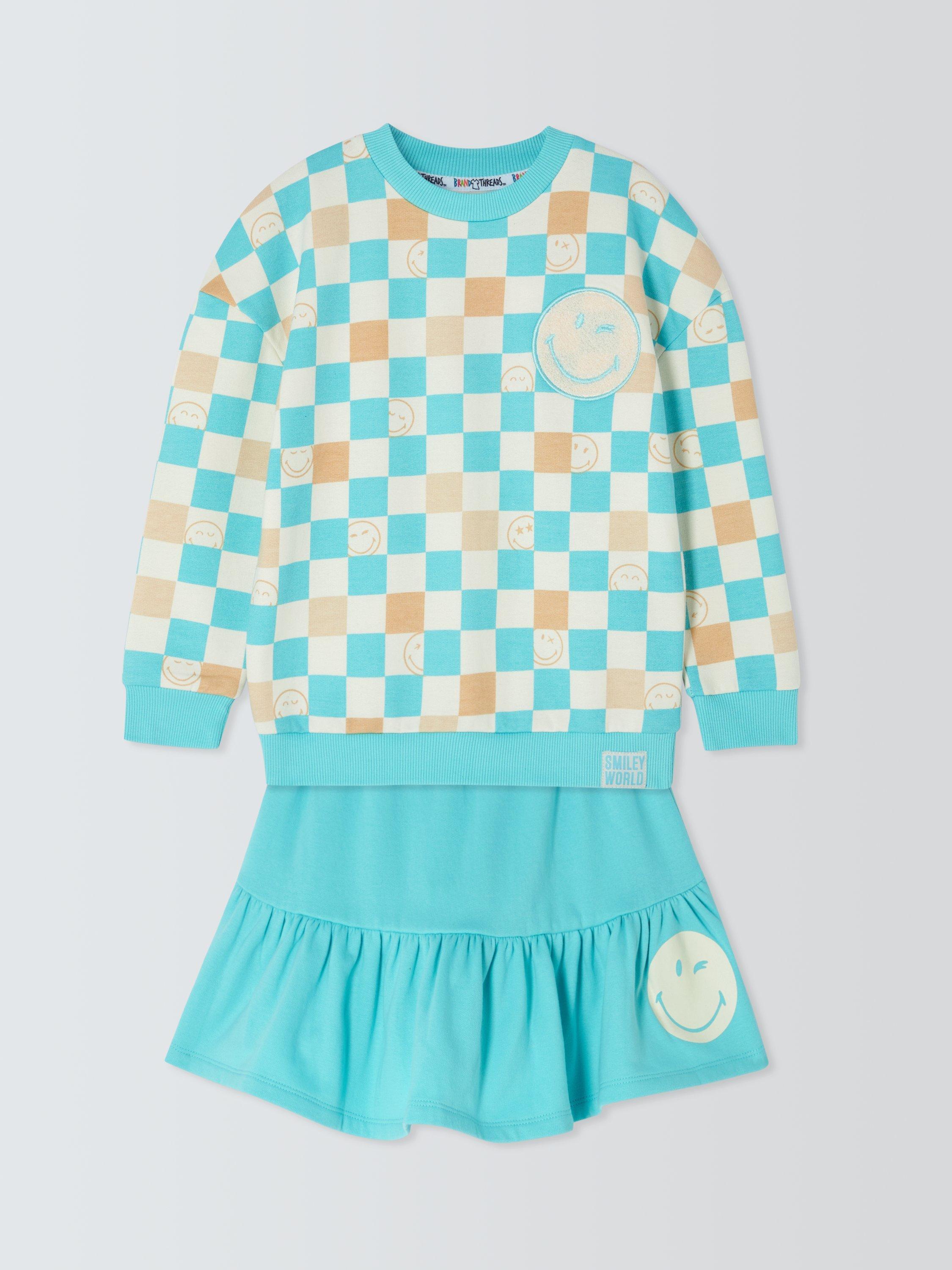 Kids' SmileyWorld Day Sweatshirt and Skirt Set, Tibetan Stone