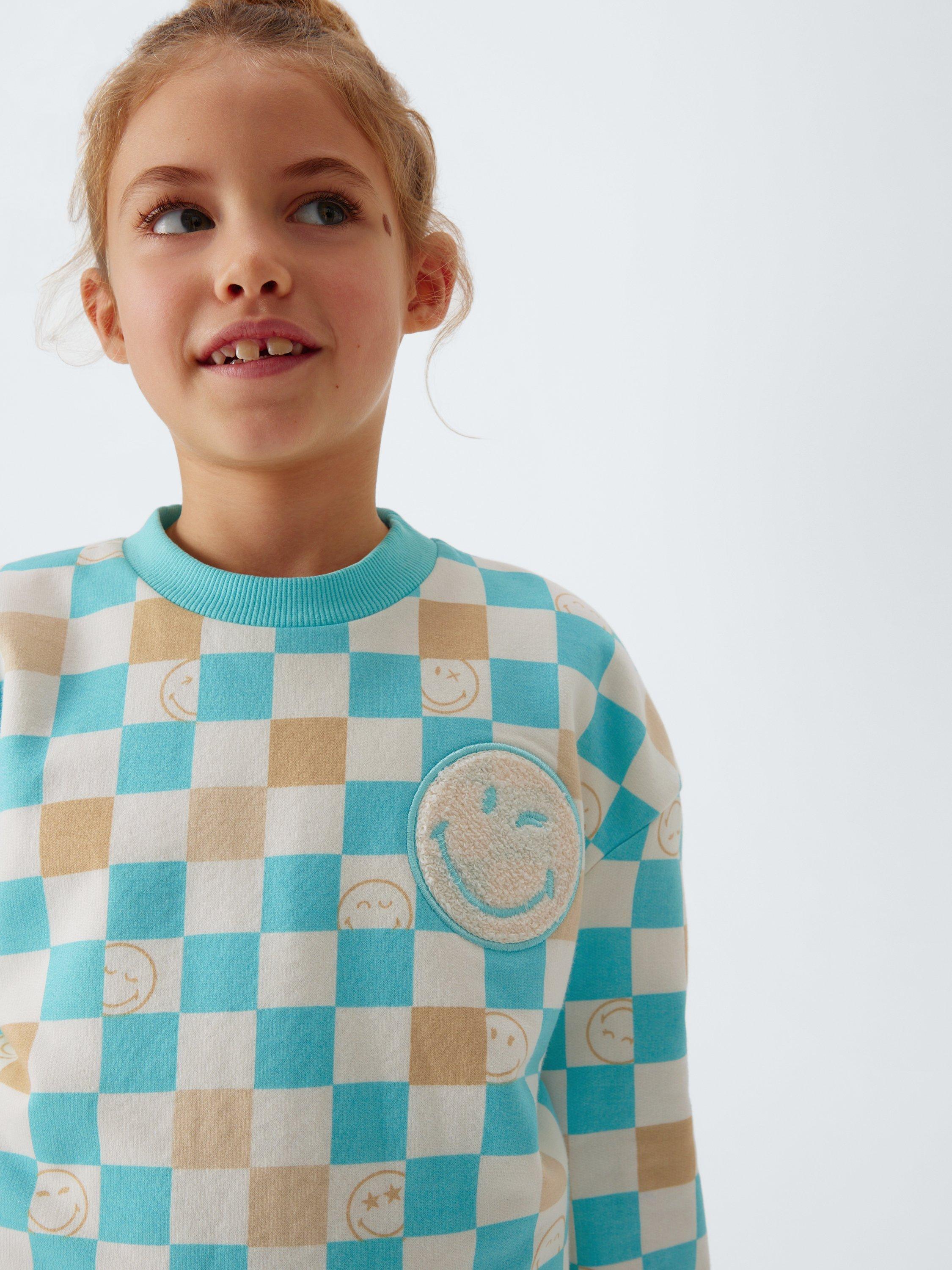 Kids' SmileyWorld Day Sweatshirt and Skirt Set, Tibetan Stone