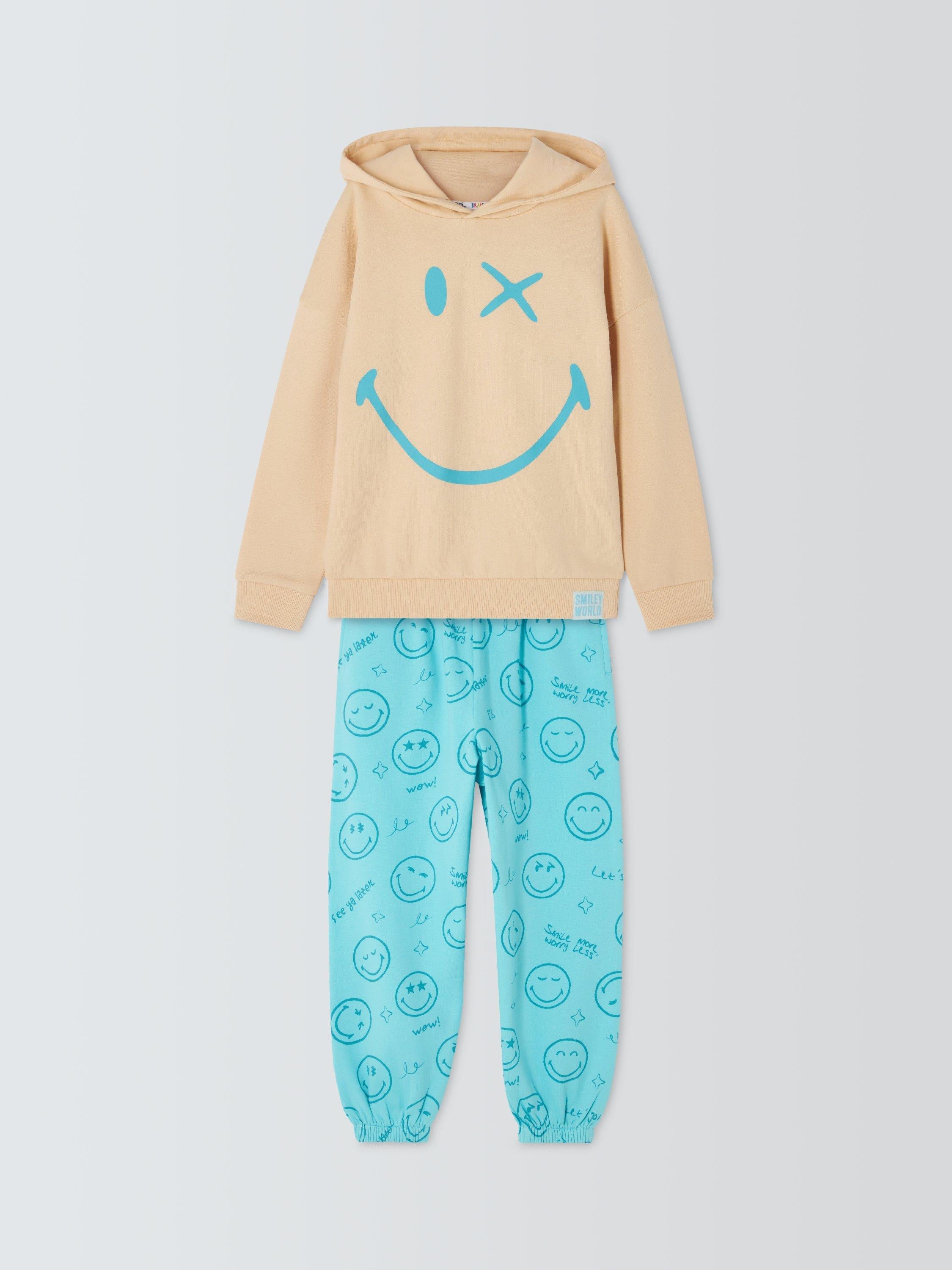 Kids' Smiley World Hoodie & Joggers Set, Tibetan Stone