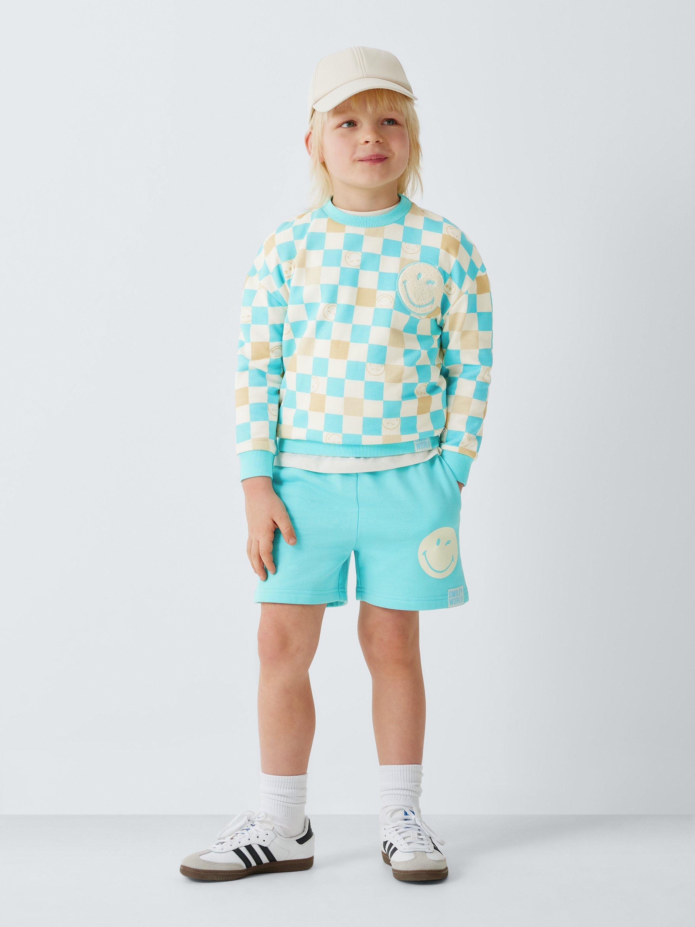 Kids' SmileyWorld Sweatshirt & Shorts Set, Tibetan Stone