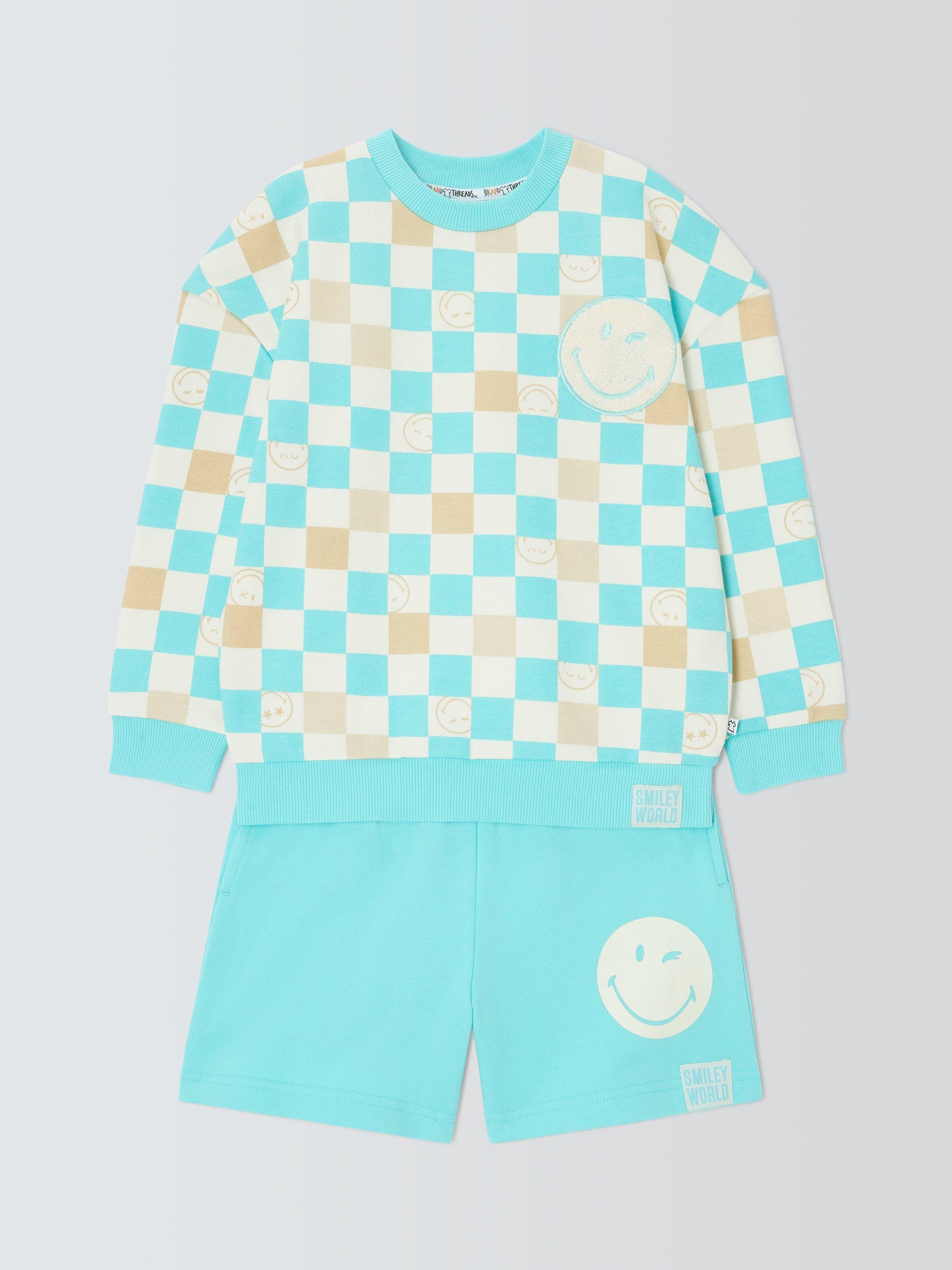 Kids' SmileyWorld Sweatshirt & Shorts Set, Tibetan Stone