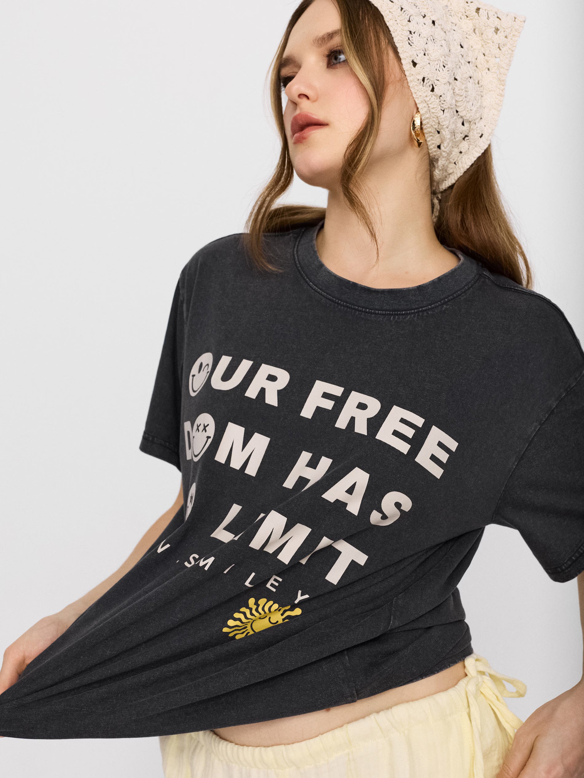 Cotton T-shirt with SW Smiley print