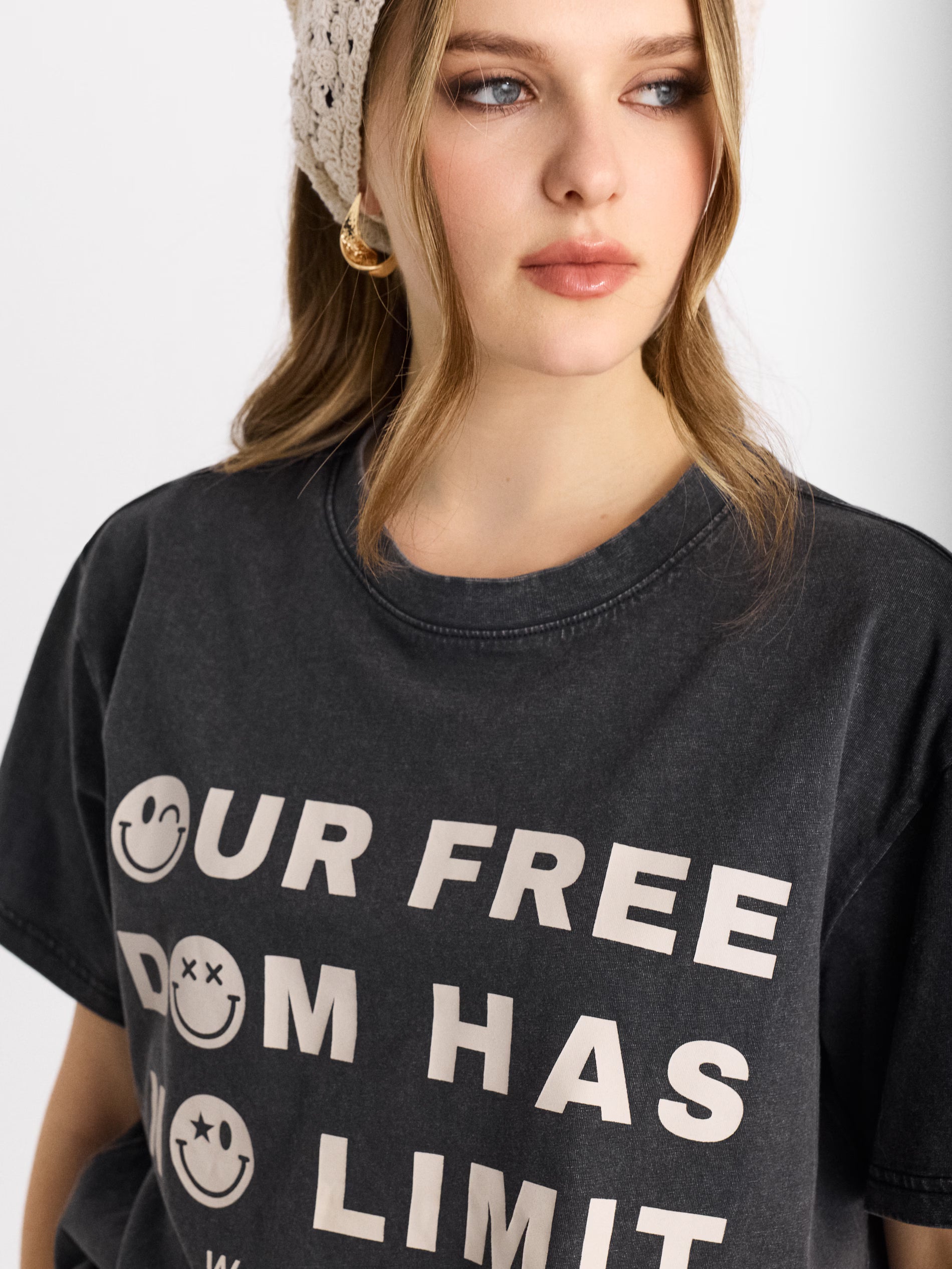 Cotton T-shirt with SW Smiley print