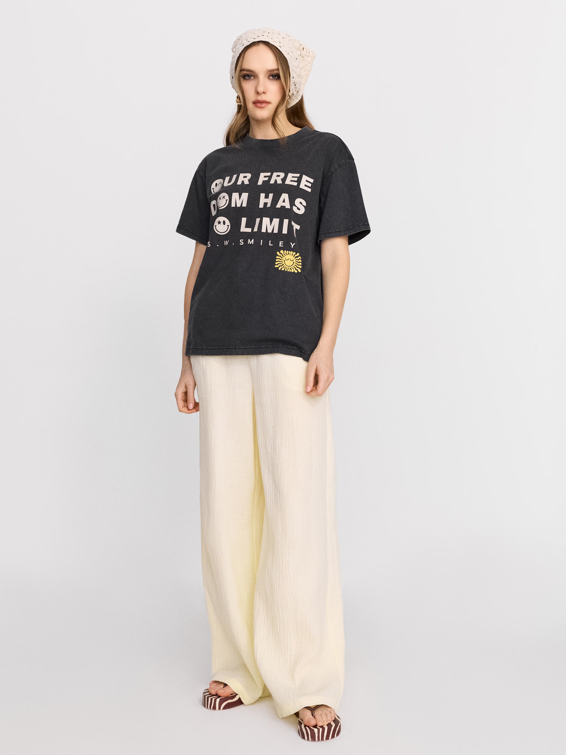 Cotton T-shirt with SW Smiley print