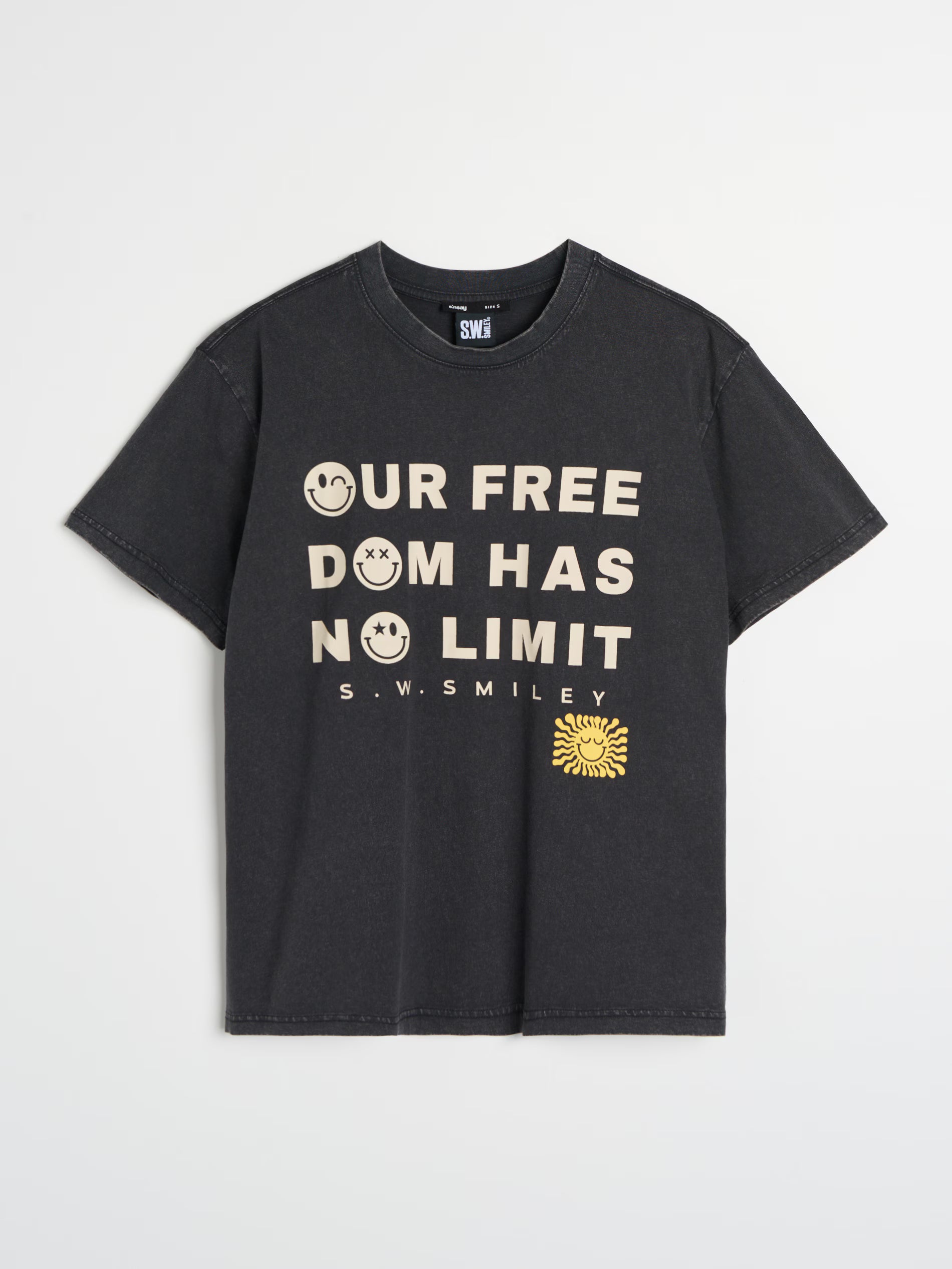 Cotton T-shirt with S.W.Smiley print