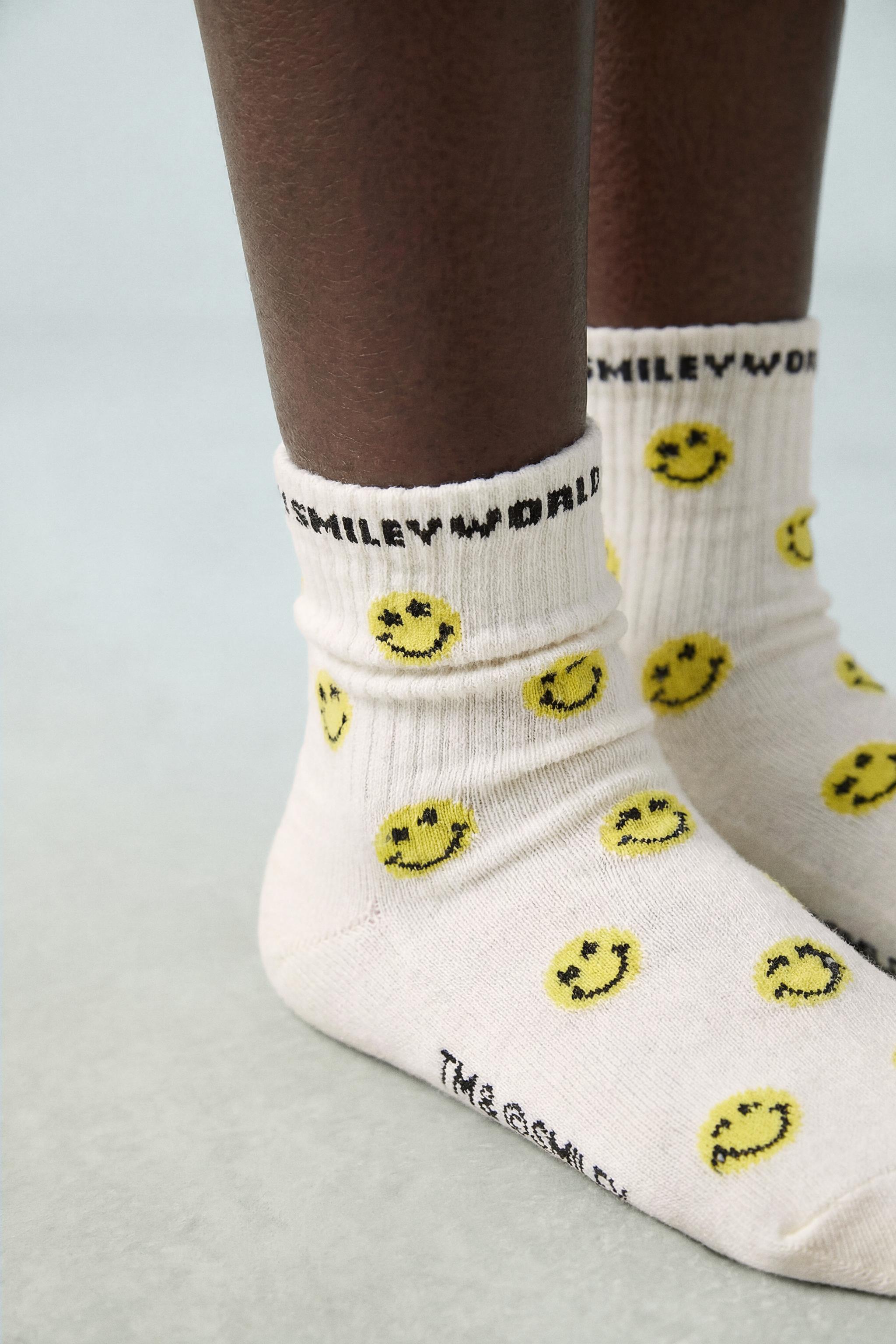 2-PACK OF SMILEYWORLD® CHECK MID-CALF SOCKS