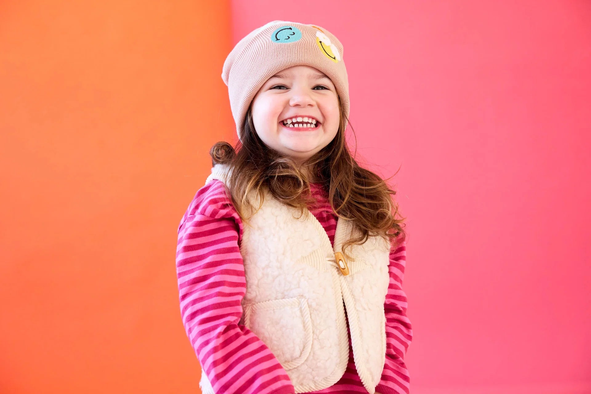 Beanie Hat for Children - Organic Cotton SmileyWorld®, Pink