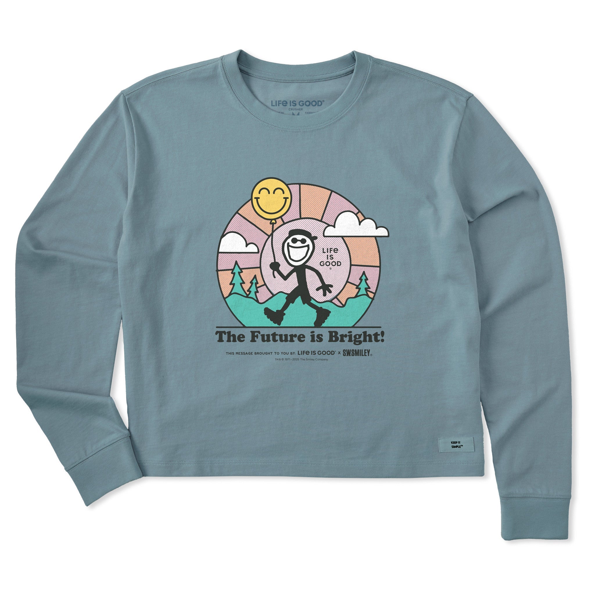 LIG | S.W.Smiley Bright Future Long Sleeve Crusher Boxy Tee