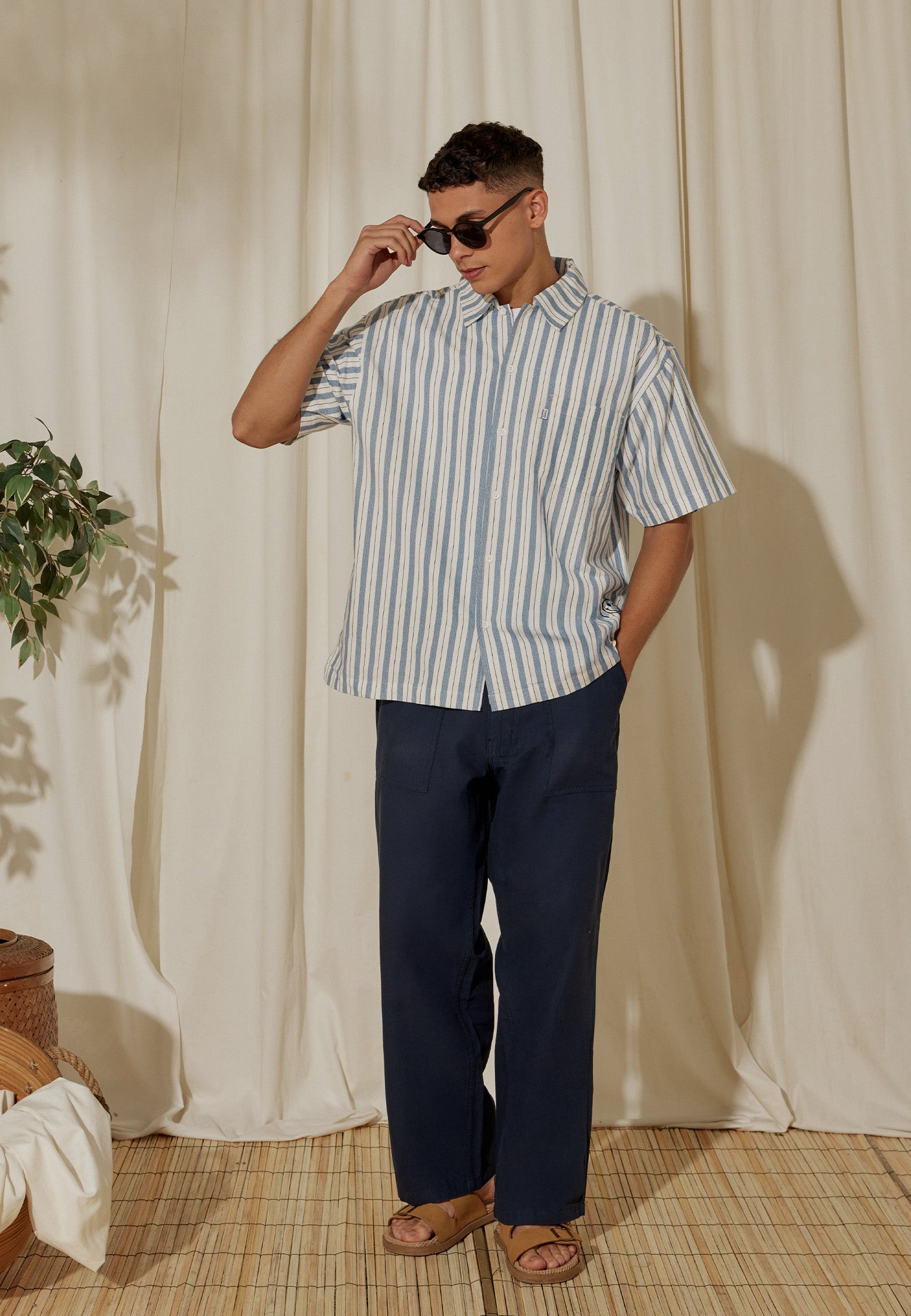 Osella x S.W Smiley Striped Embroidery Shirt
