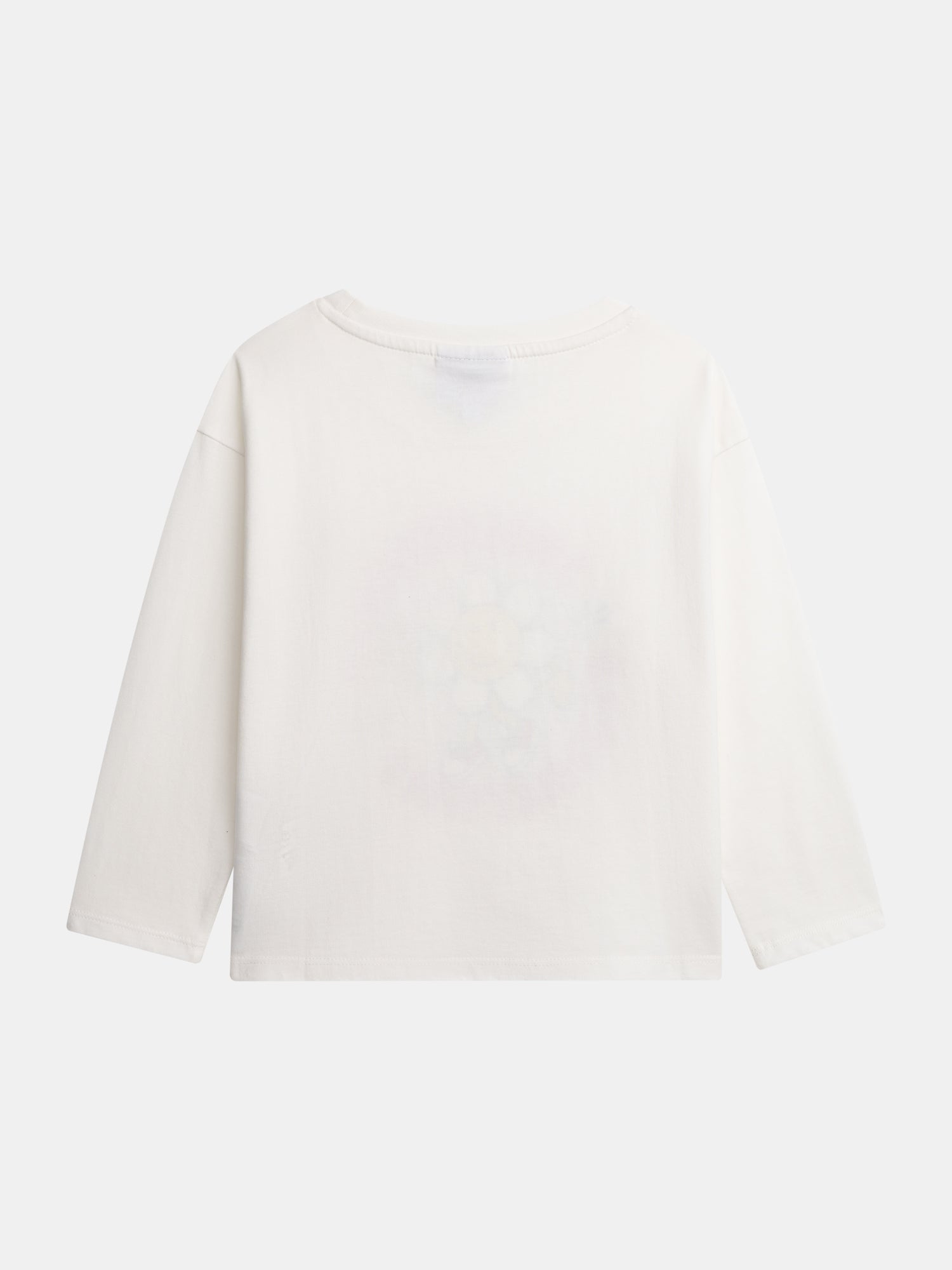 Ecru long-sleeve T-shirt with SMILEYWORLD® flower print for girls