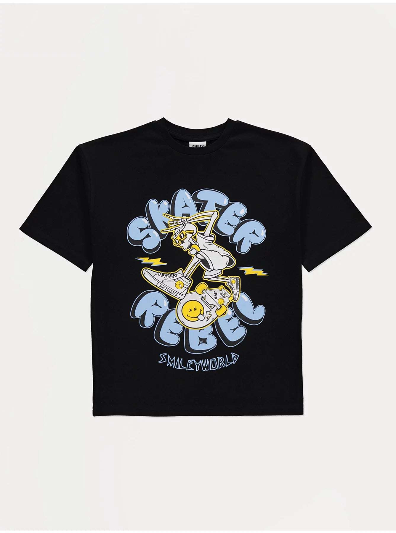 SmileyWorld® Black Skater Graffiti T-Shirt