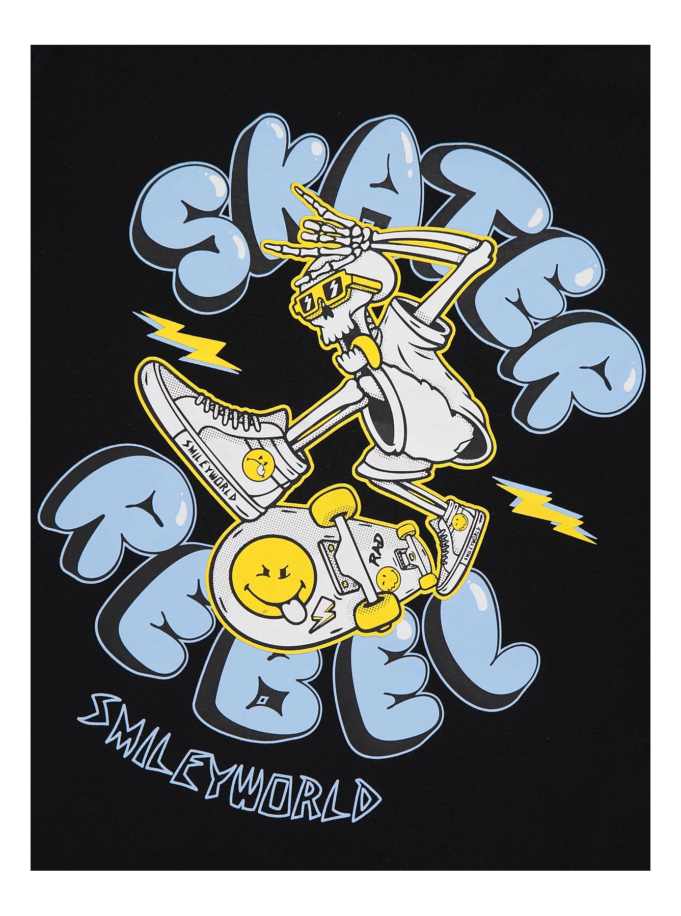 SmileyWorld® Black Skater Graffiti T-Shirt