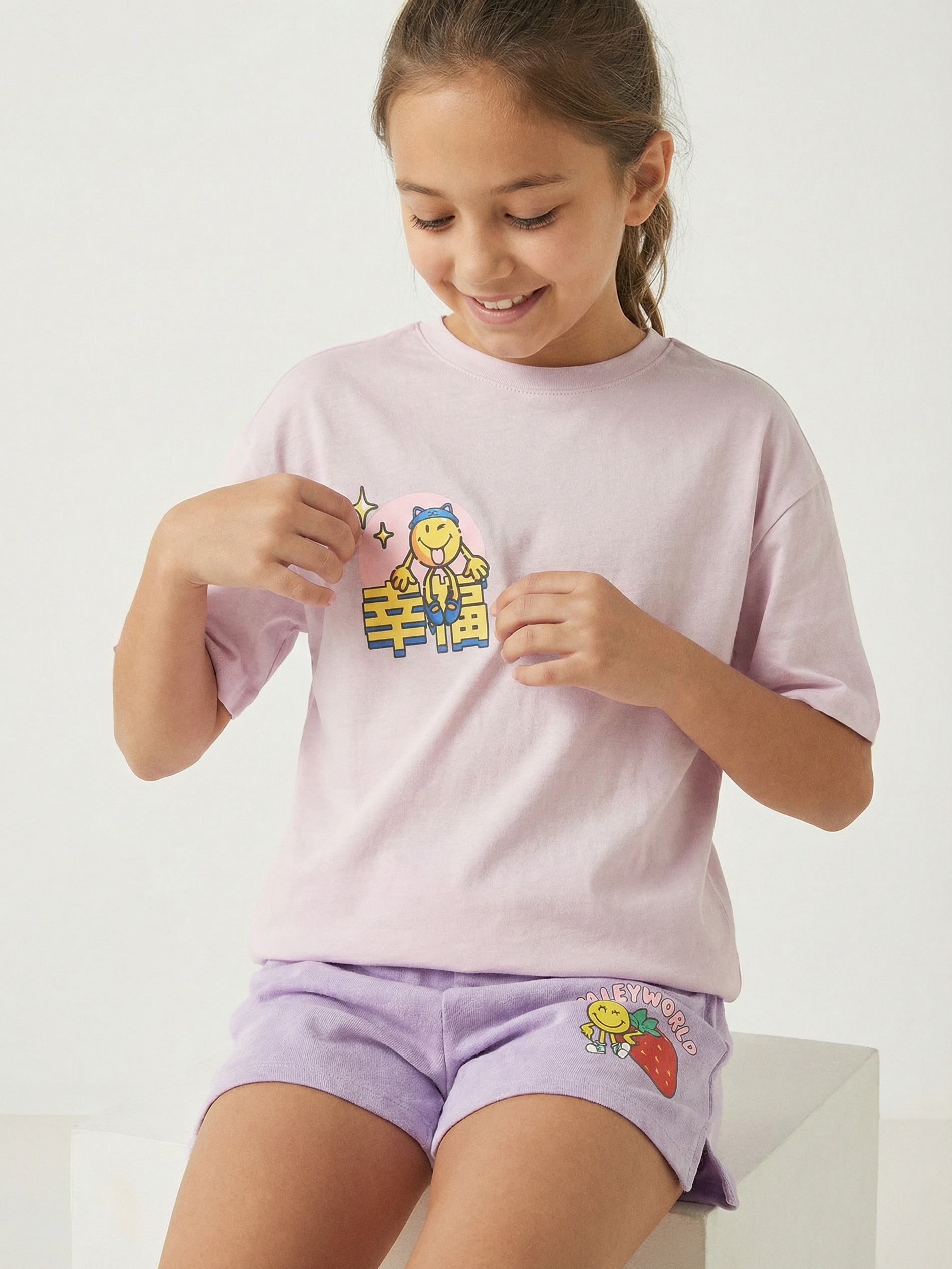Cotton T-shirt with SmileyWorld print
