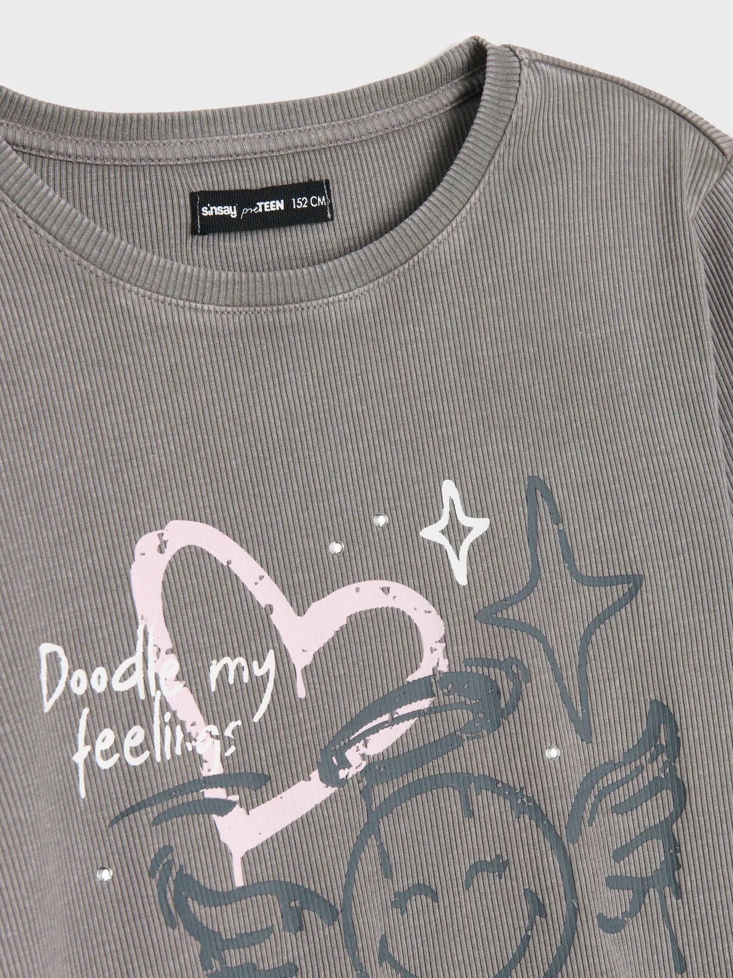 Ribbed long-sleeved T-shirt with print