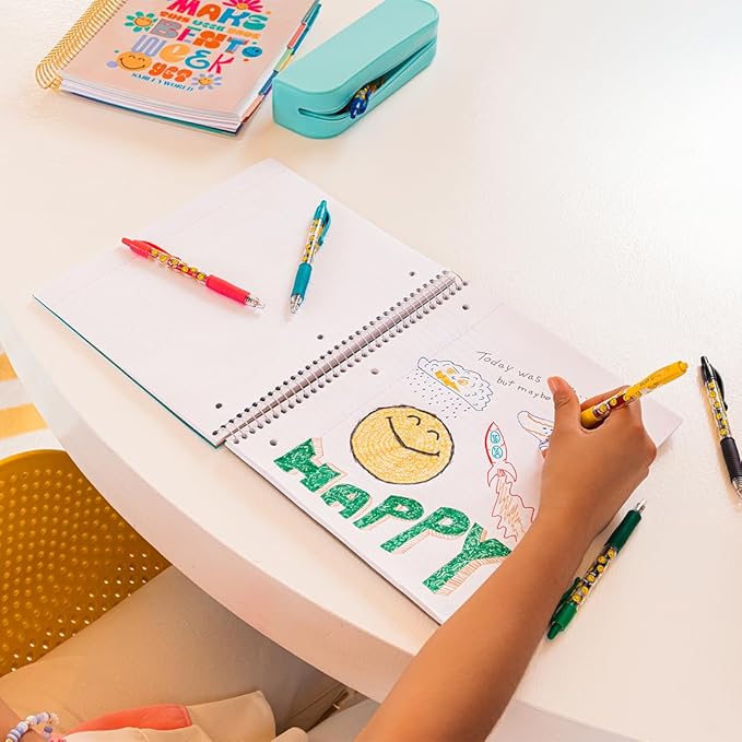 PILOT, G2 Premium Gel Roller Pens, G2 x SmileyWorld® Collection, Write Happier, 10 Pack Pouch, Fine Point 0.7 mm, Assorted