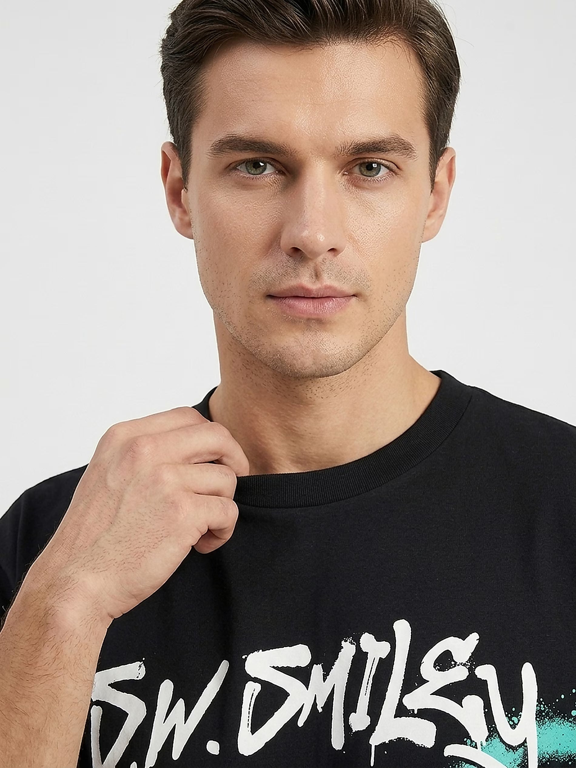 Cotton T-shirt with S.W.Smiley print on the back