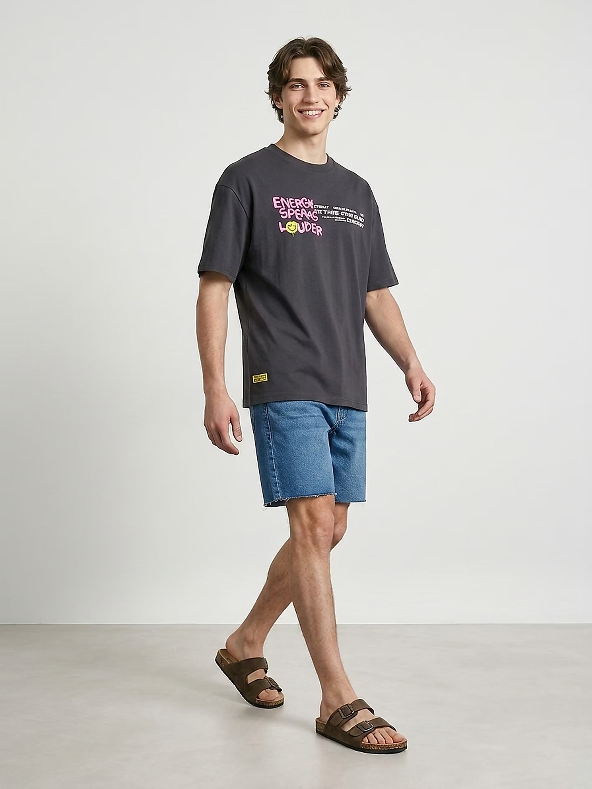 Cotton T-shirt with S.W.Smiley print on the back