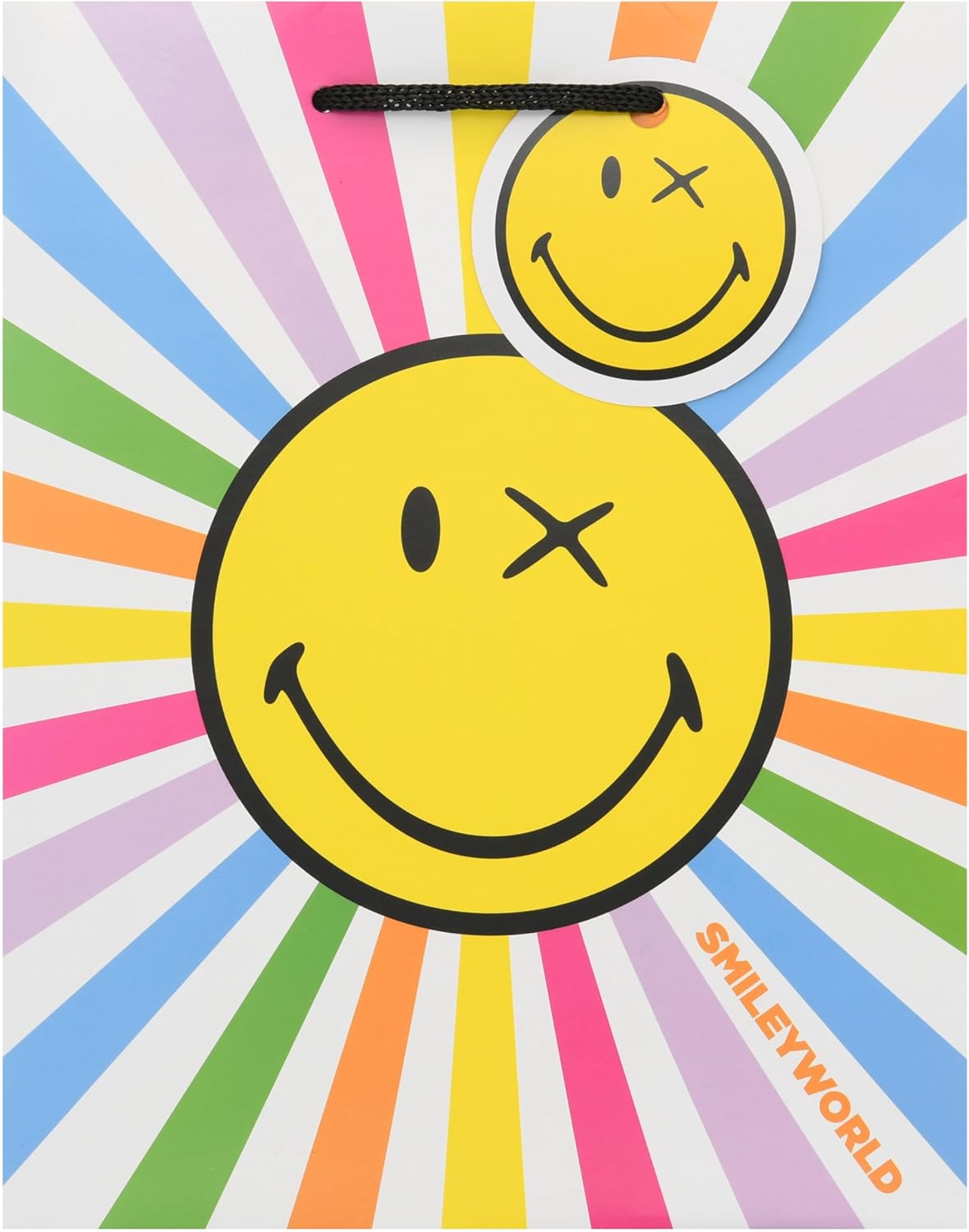 UK Greetings | Medium Gift Bag for Her/Friend | Party Bags for Presents | Birthdays, Thank You & Other Events | Smiley Design | 19 x 23 x 8.9 cm