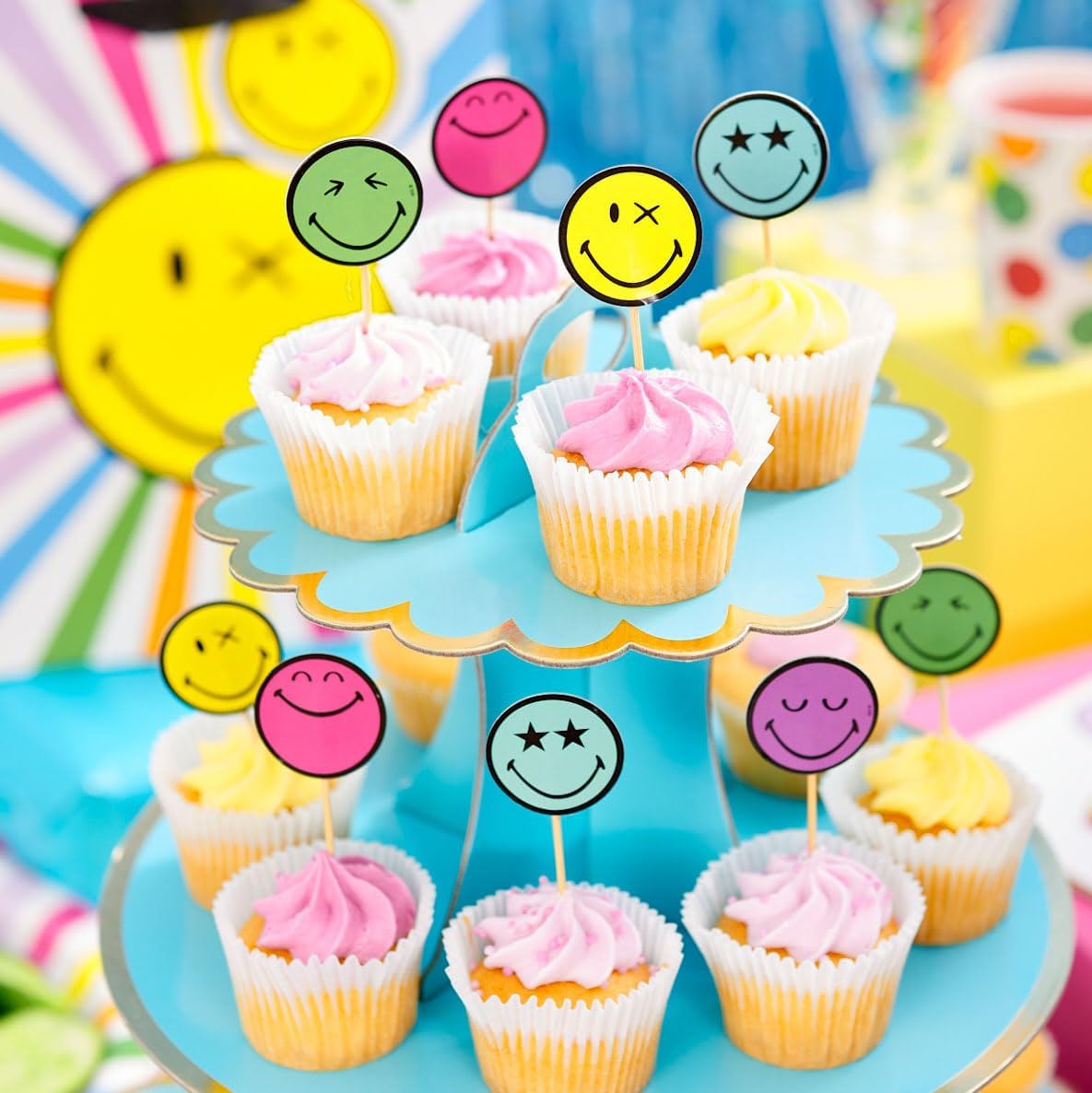 UK Greetings | Multipack of 5 Cake Toppers | for Birthdays, Party's & Celebrations | Men, Women | 5 Smiley World Designs
