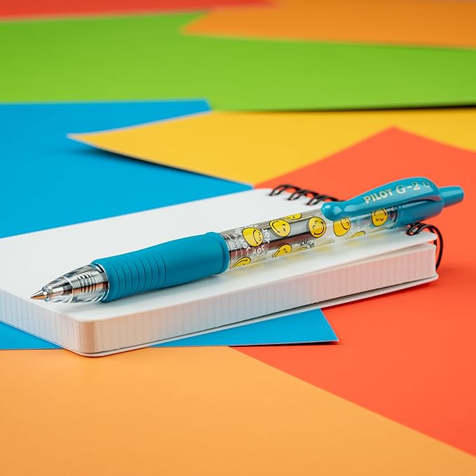 PILOT, G2 Premium Gel Roller Pens, G2 x SmileyWorld® Collection, Write Happier, 10 Pack Pouch, Fine Point 0.7 mm, Assorted