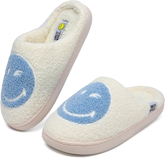 SMILEYWORLD® Women's Slippers Soft Fluffy Memory Foam Mens Indoor House Shoes