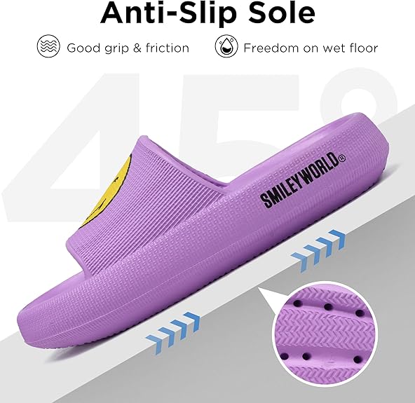 SmileyWorld® Cloud Slides for Women and Men Smiley Face Pillow Slippers Non Slip Quick Drying Shower Shoes EVA Flat Sandals