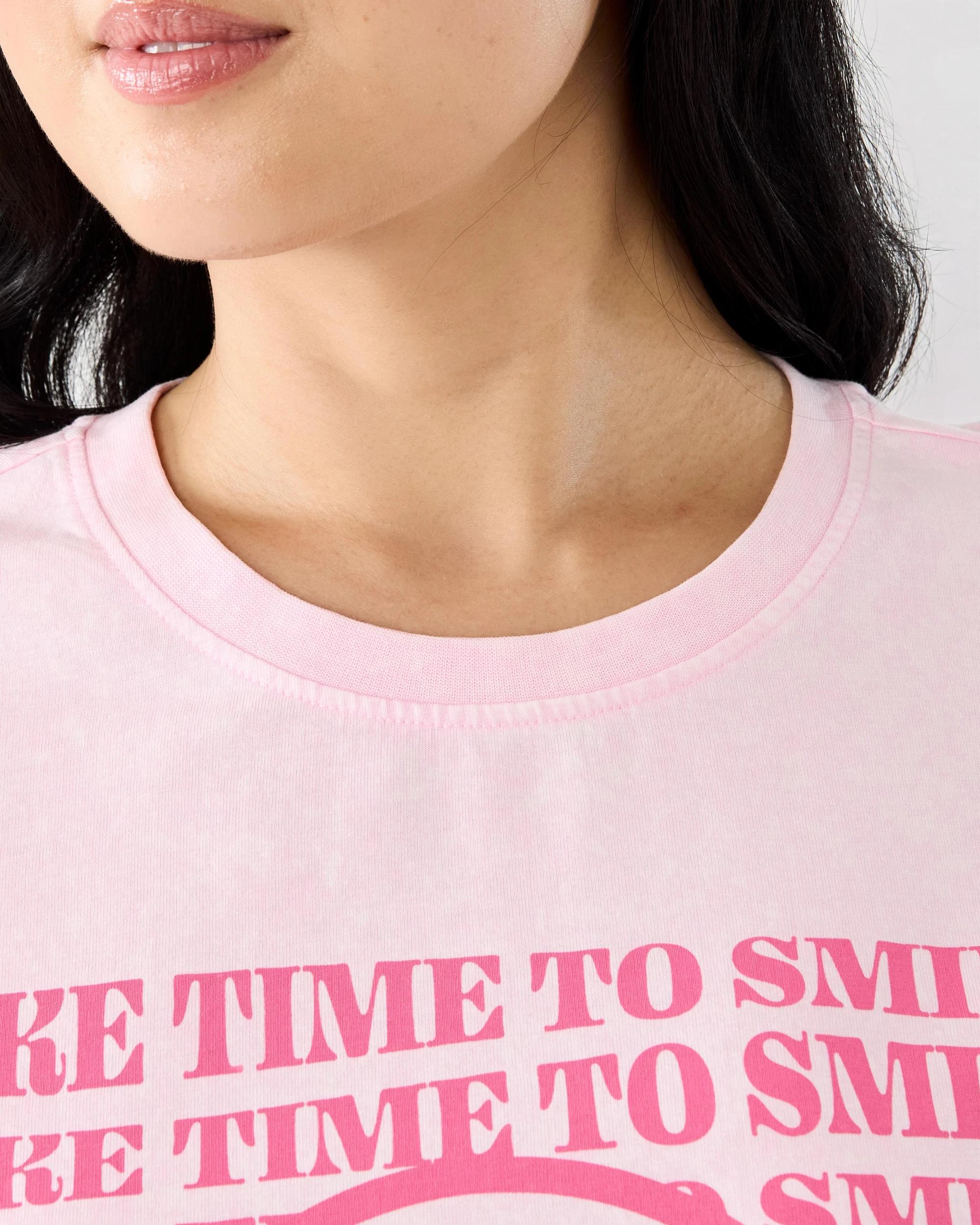 S.W.Smiley License Short Sleeve Oversized Chopped T-shirt
