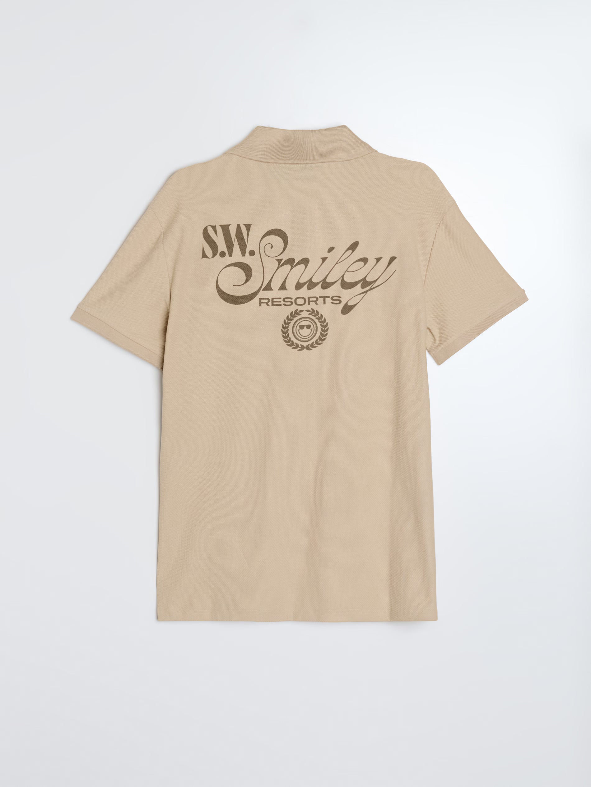 Cotton polo shirt with S.W.SMILEY print