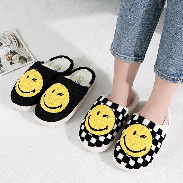 SMILEYWORLD® Women's Slippers Soft Fluffy Memory Foam Mens Indoor House Shoes