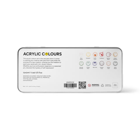 Artsmile & SmileyWorld® Acrylic Colours, Set of 12*12ml