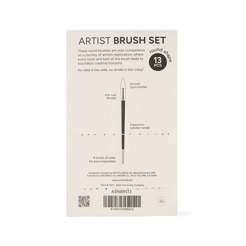 Artsmile & SmileyWorld® Brush Set, Round Shape, Set of 13