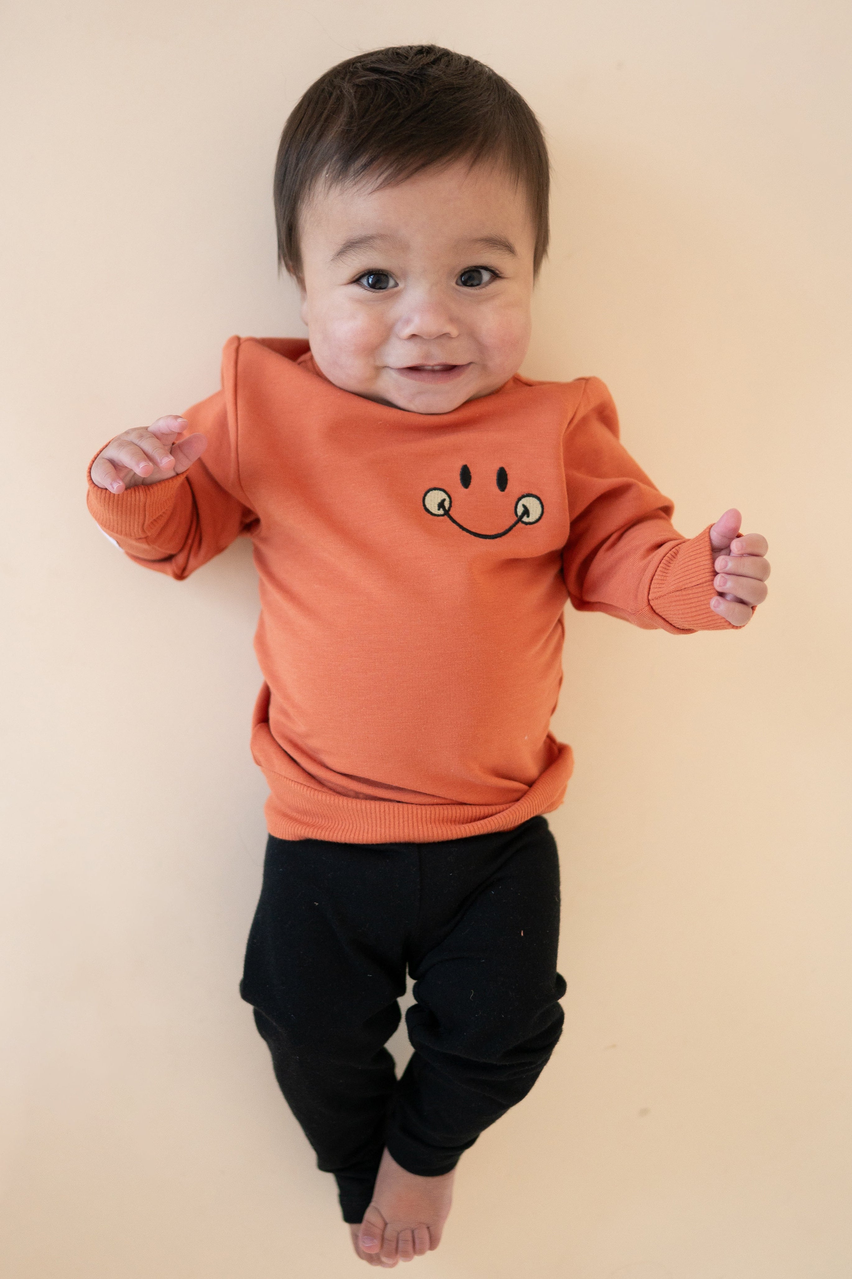 Crewneck - Mini Smiley® Happy Rust - Luxe Bamboo Cotton French Terry