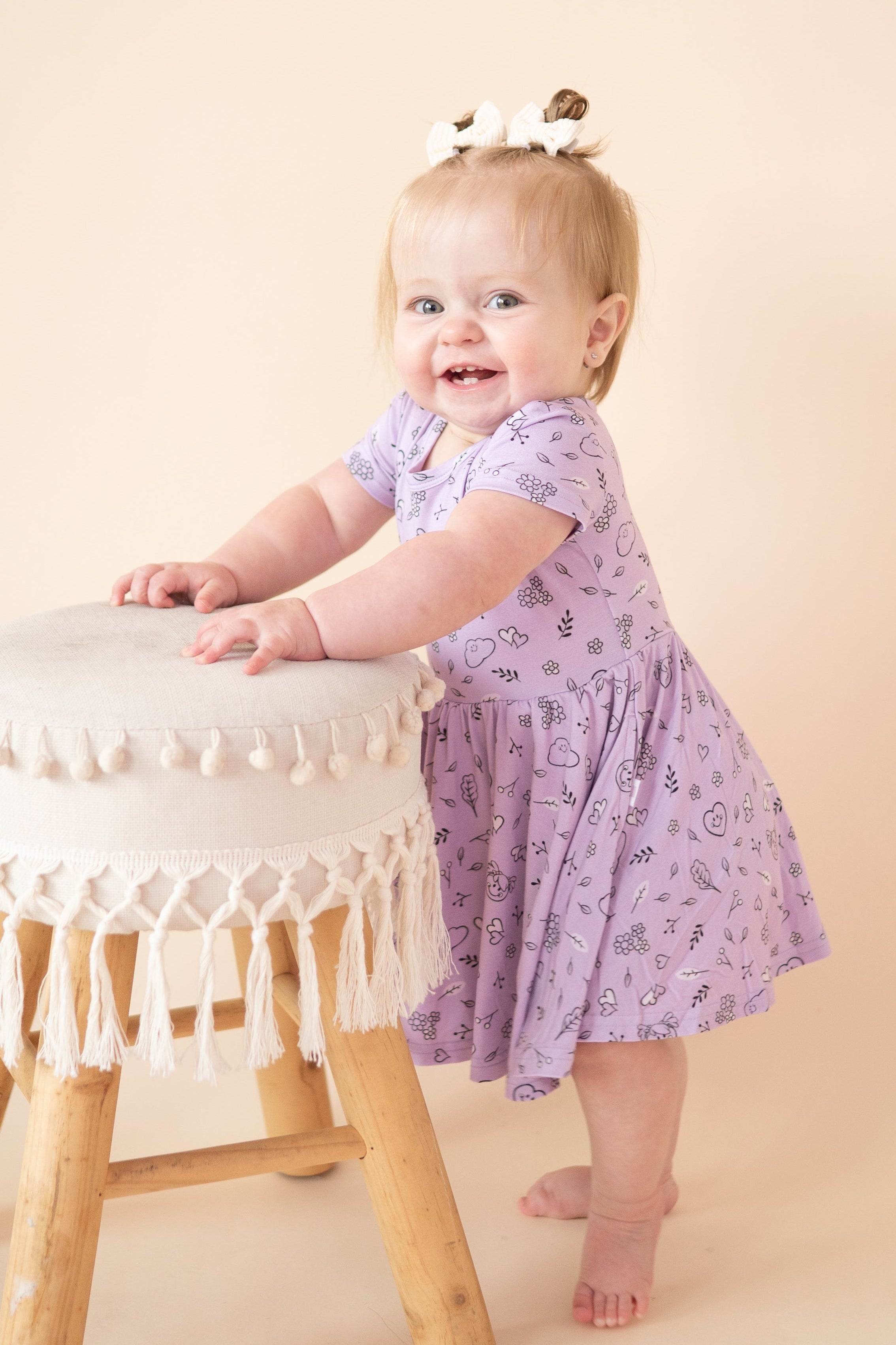 Dress - Mini Smiley® Lilac Doodle - Luxe Bamboo