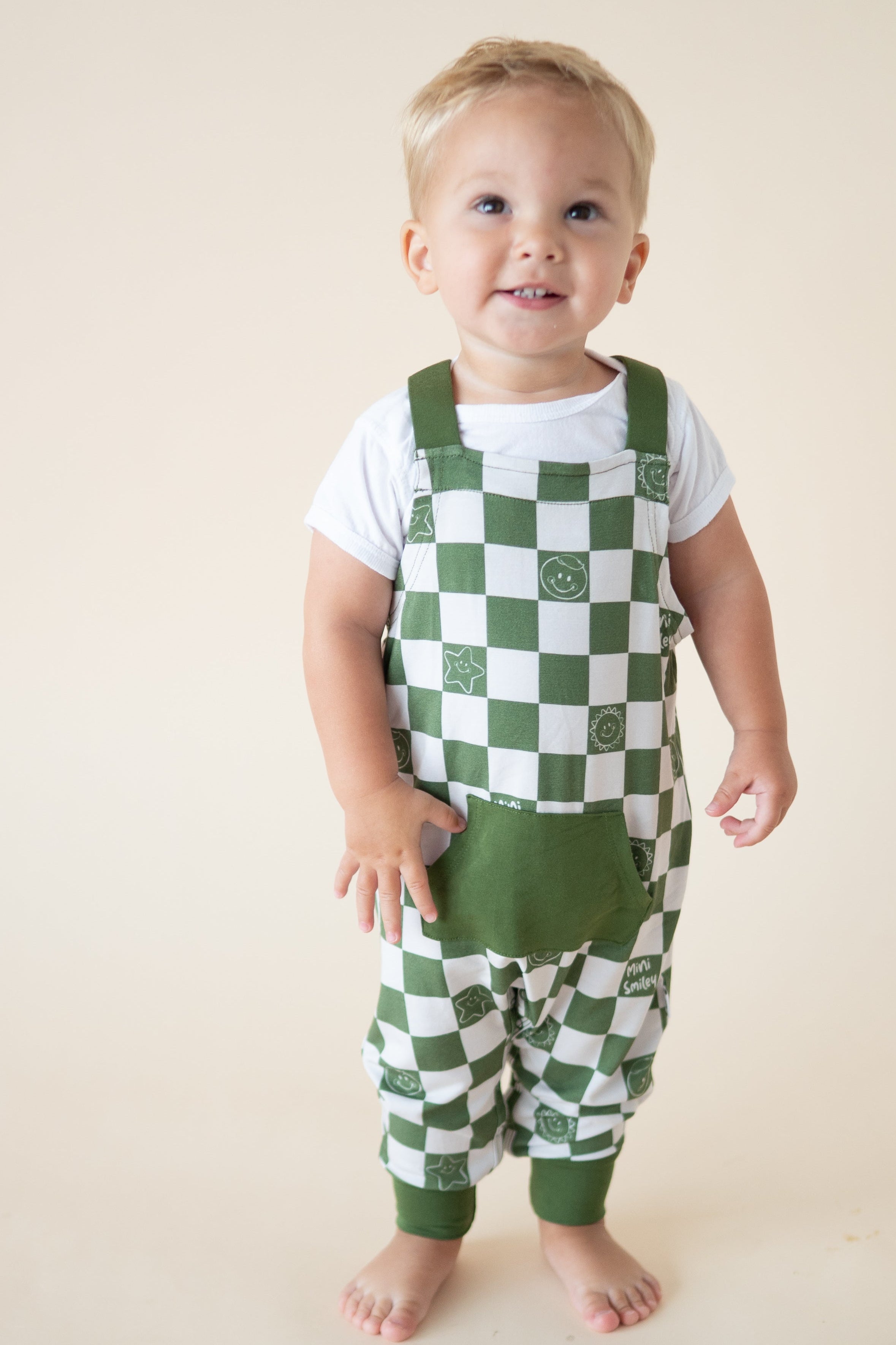 Overalls - Mini Smiley® Check - Luxe Bamboo