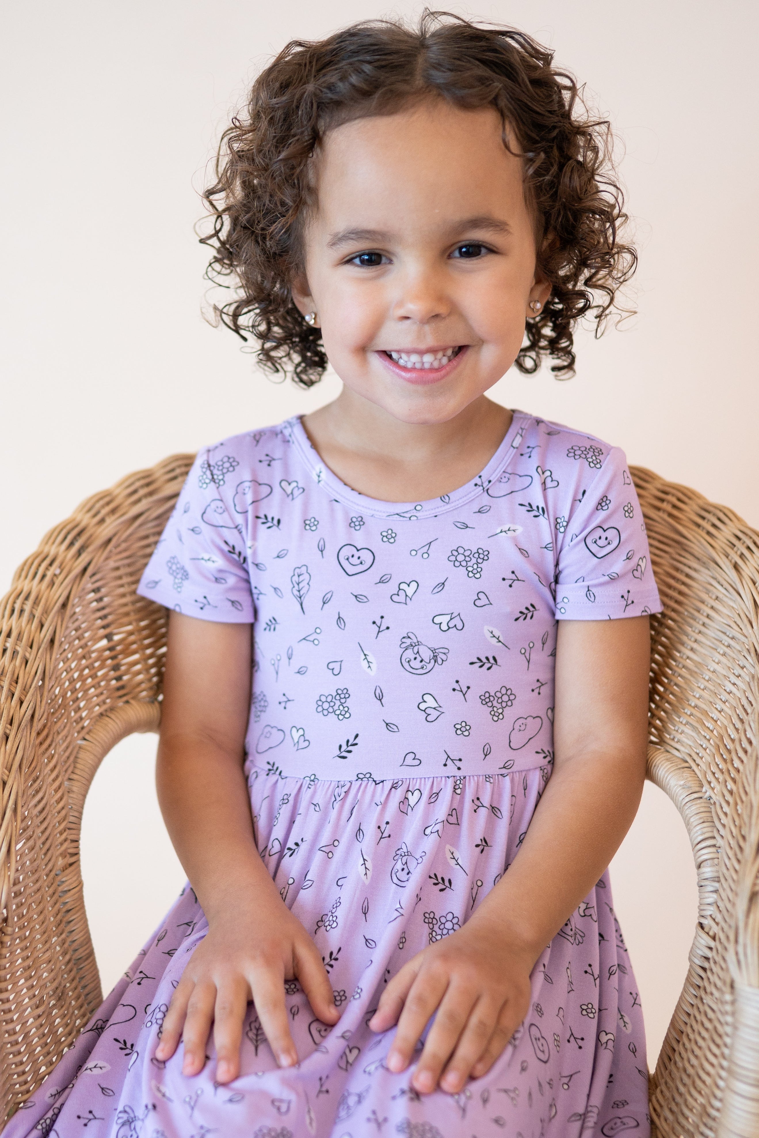 Dress - Mini Smiley® Lilac Doodle - Luxe Bamboo