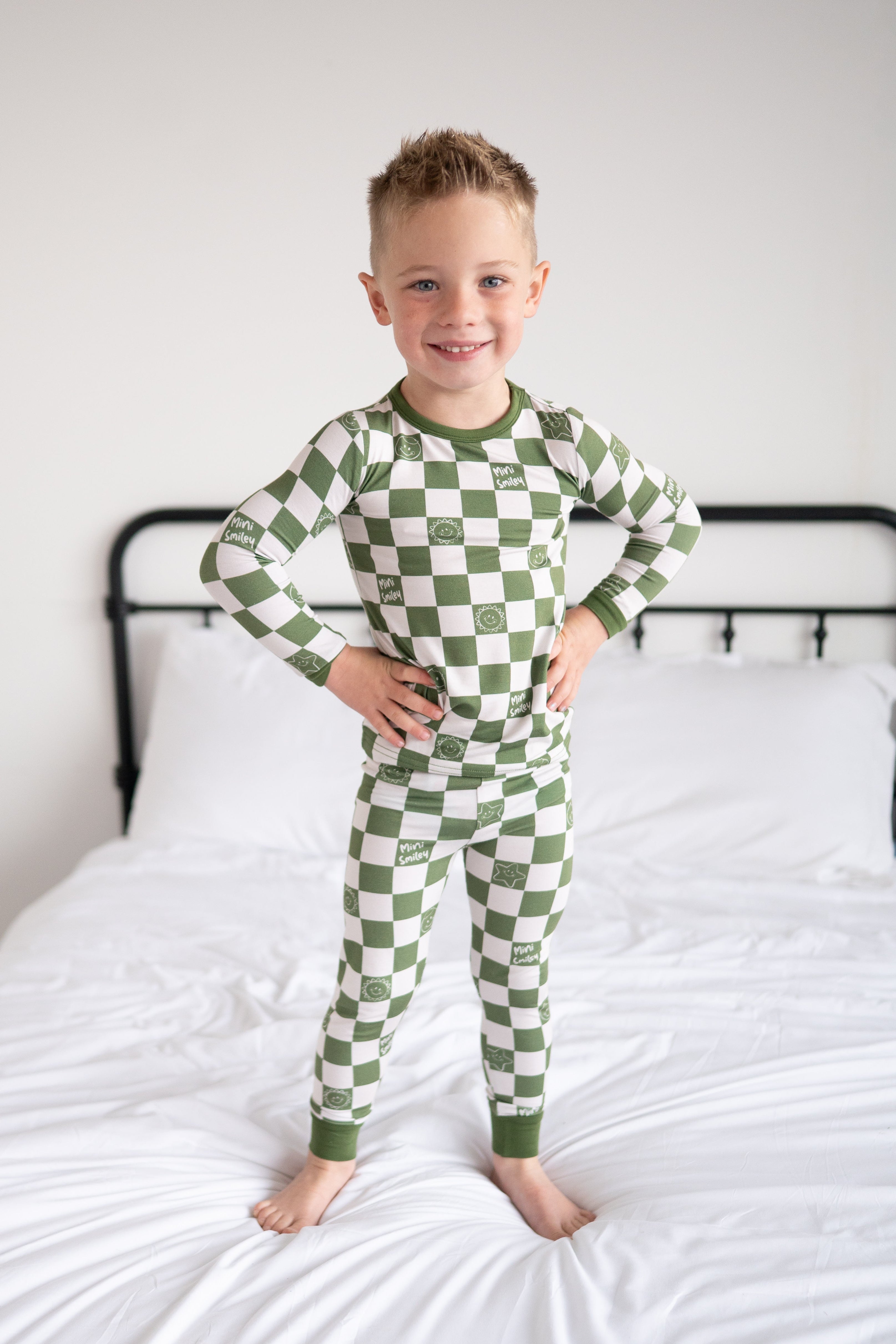 Classic Fit PJ Set - Mini Smiley® Check - Luxe Bamboo