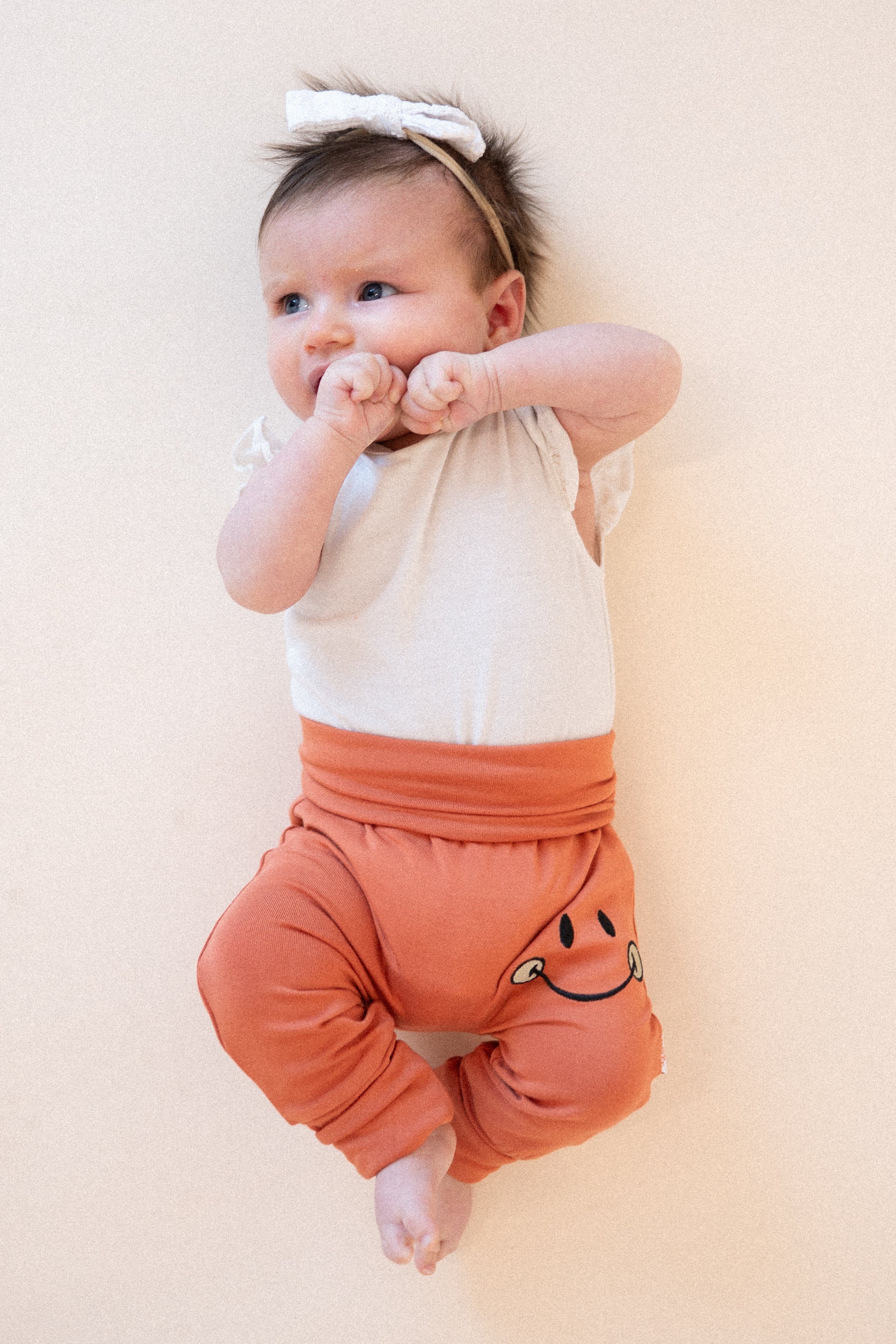 Grow With Me Pant - Mini Smiley® Happy Rust - Luxe Bamboo