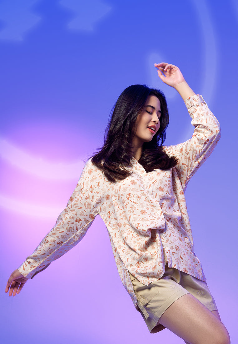 SmileyWorld - Long Sleeve Shirt Cotton Material - Fenya