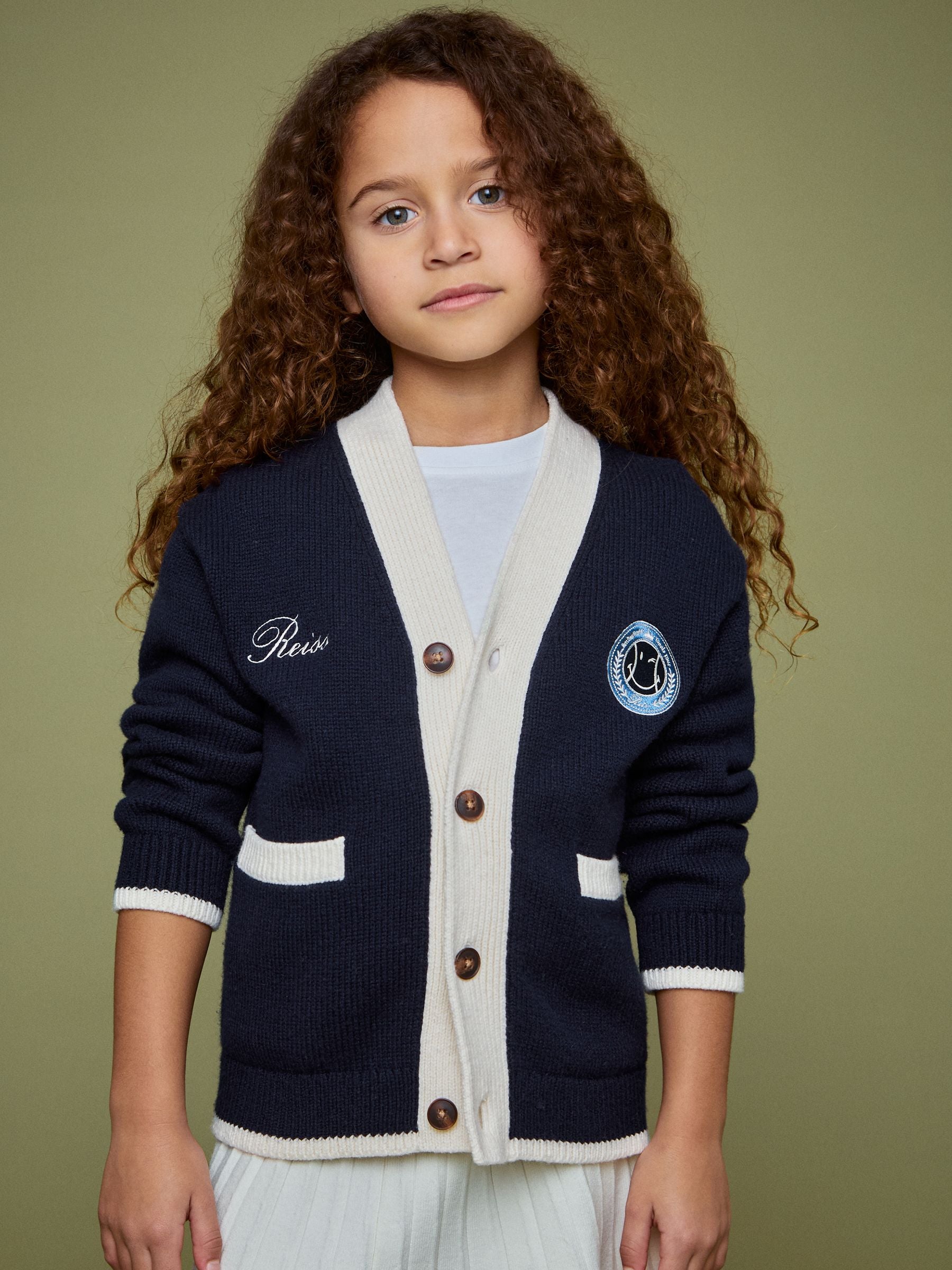 SmileyWorld | Reiss Logo Cardigan Unisex Fit in Off White