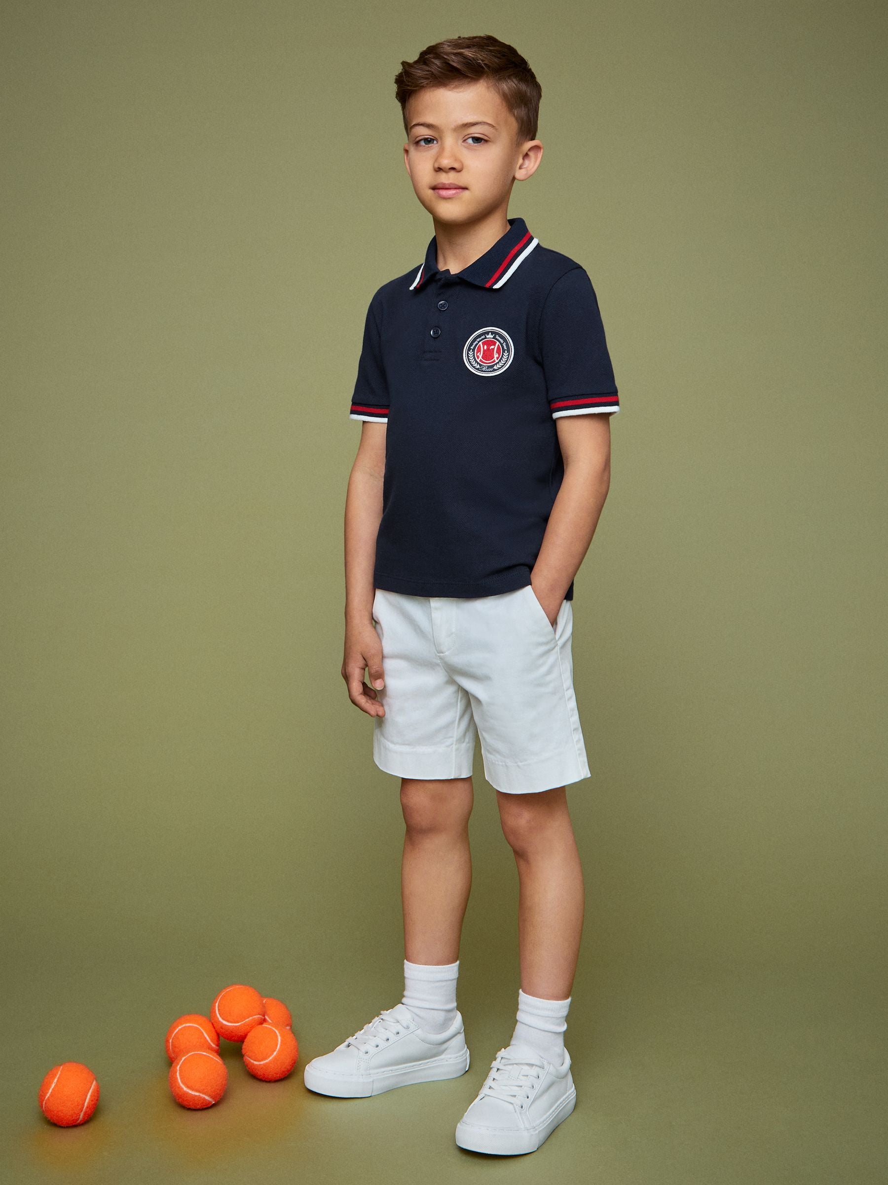 SmileyWorld | Reiss Piqué Polo Shirt in Navy