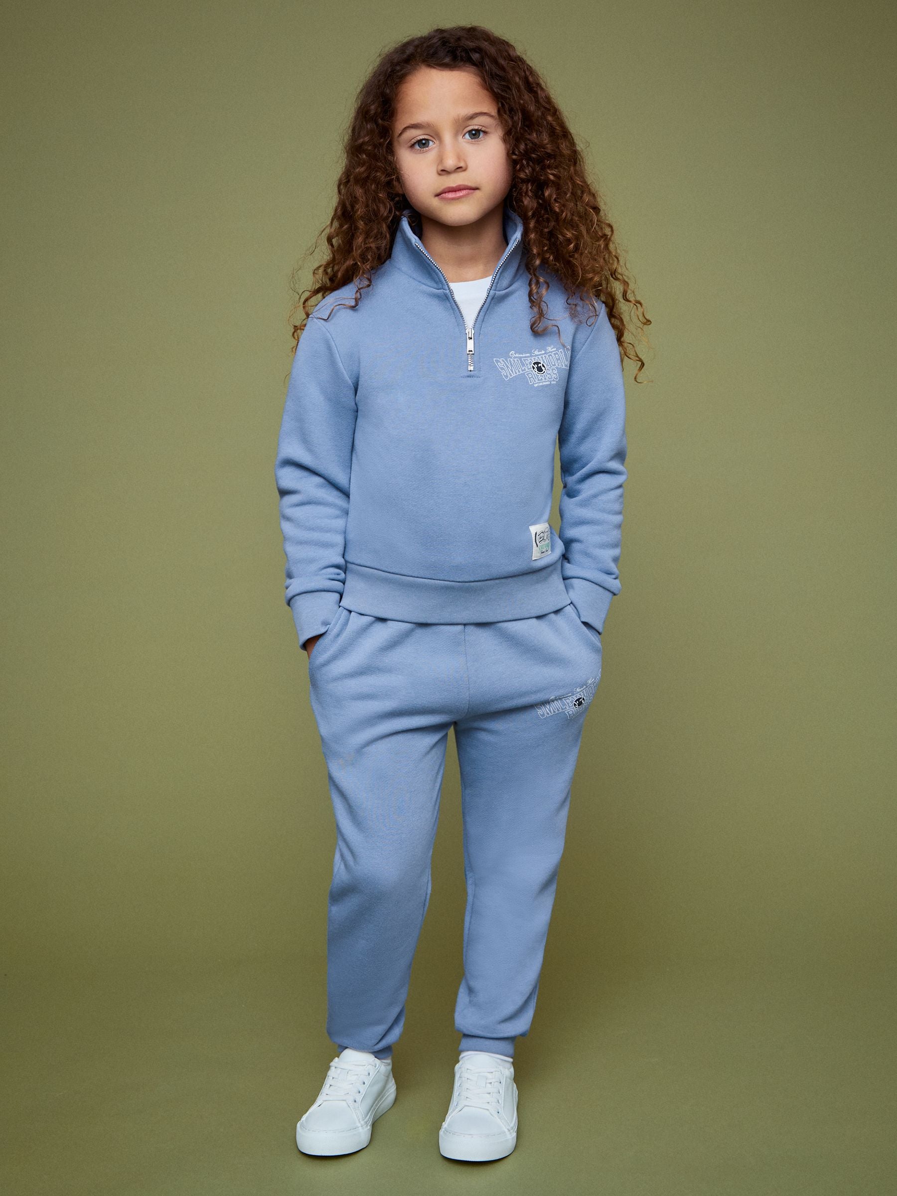 SmileyWorld | Reiss Half-Zip Sweatshirt Unisex Fit in Blue