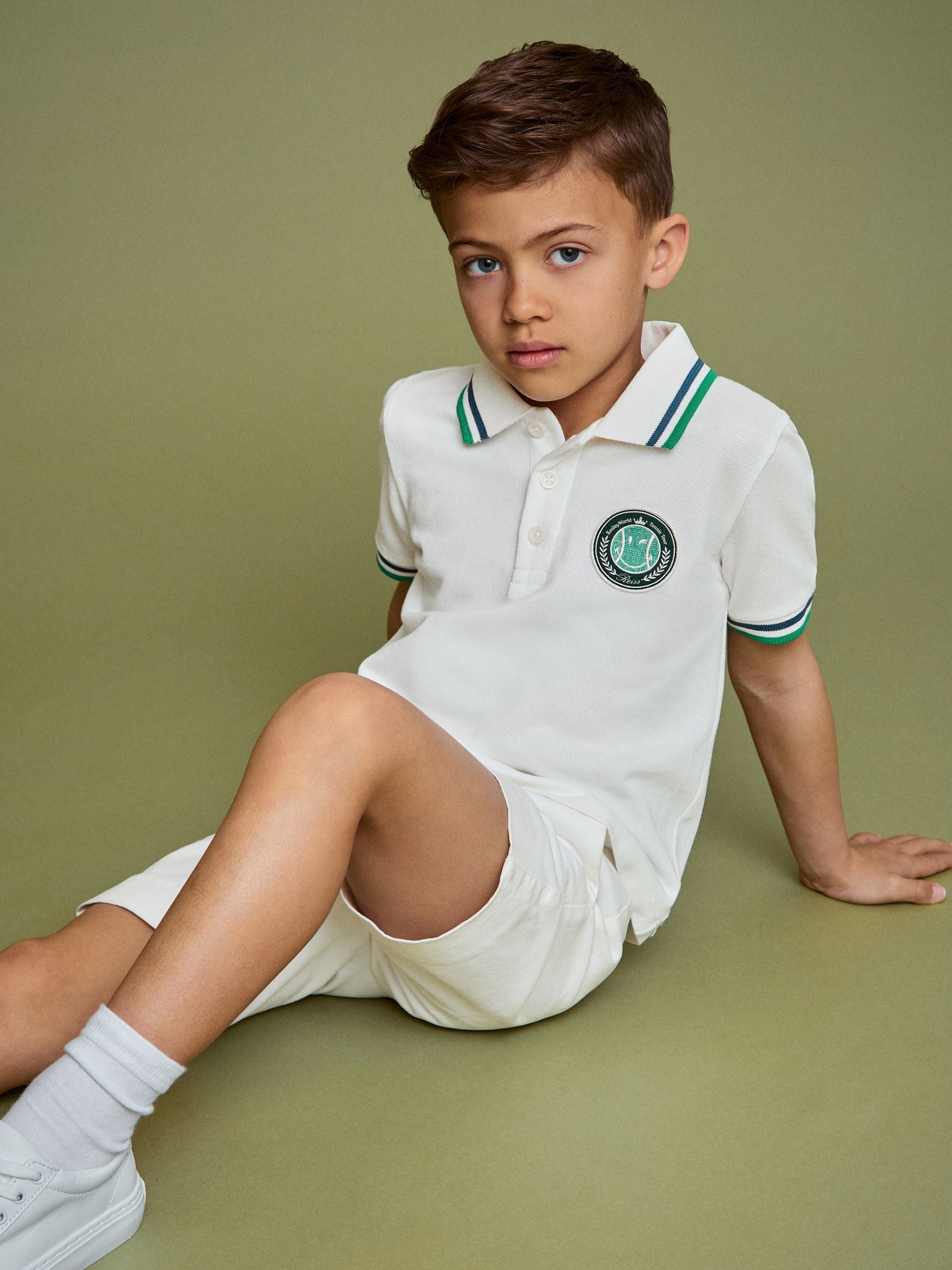 SmileyWorld | Reiss Piqué Polo Shirt in White