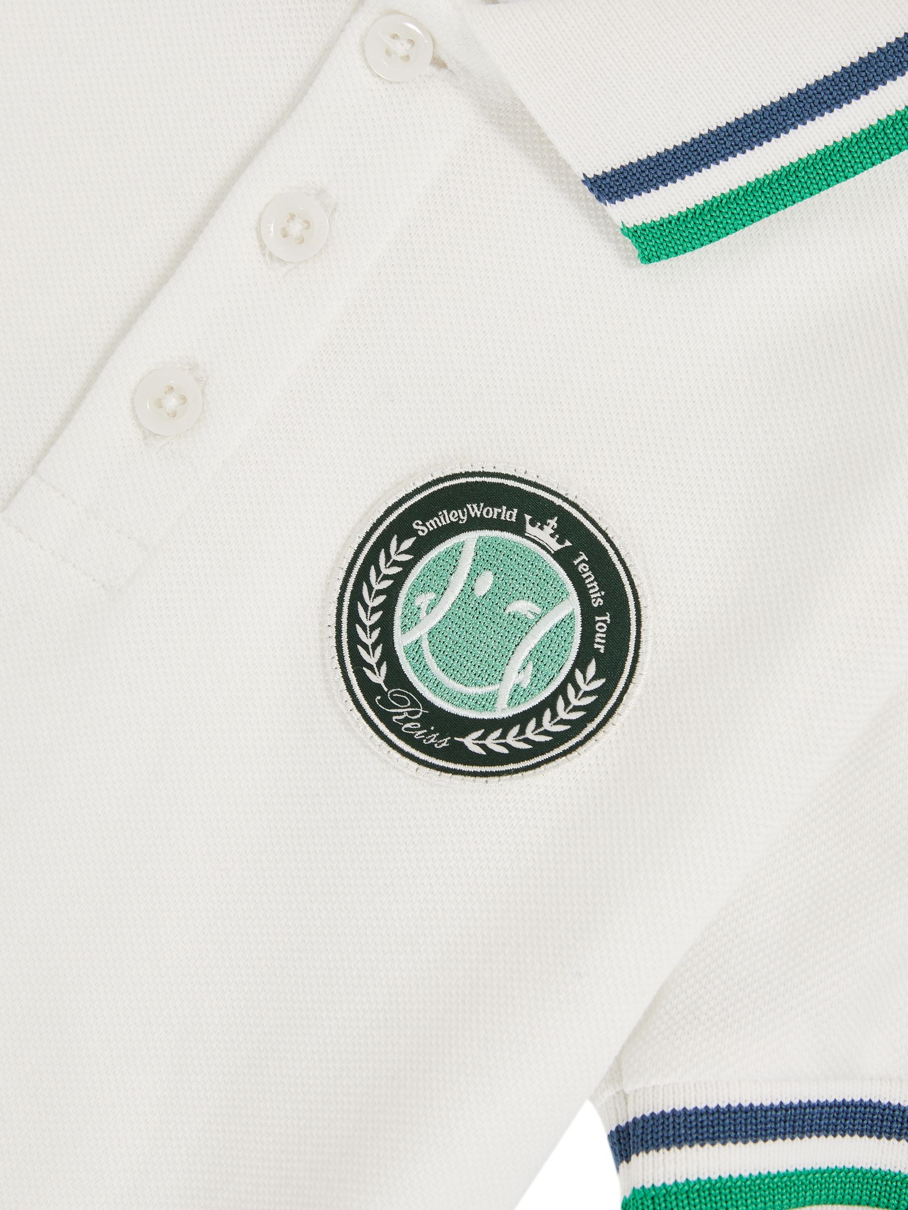 SmileyWorld | Reiss Piqué Polo Shirt in White