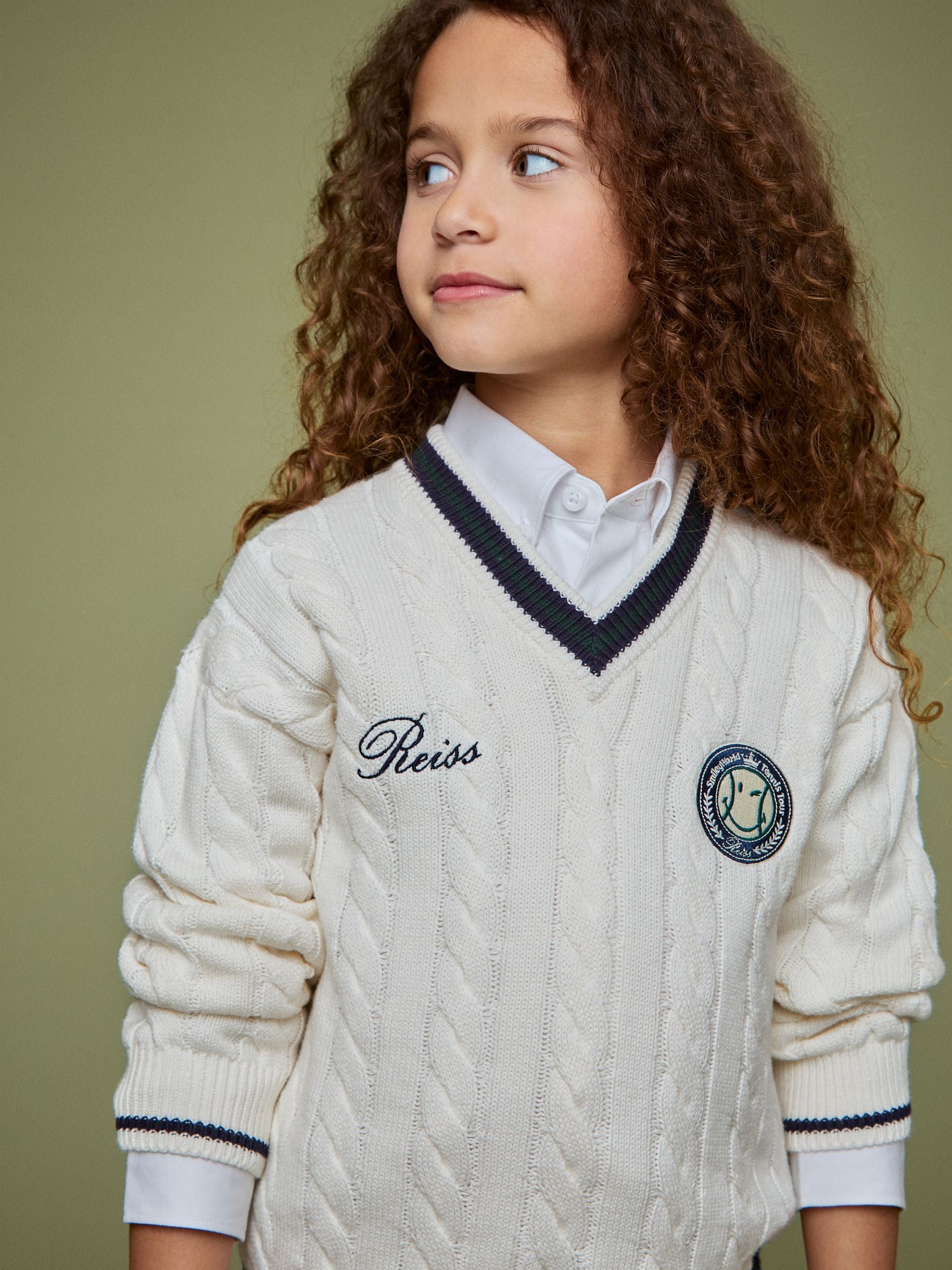SmileyWorld | Reiss Cable-Knit Jumper Unisex Fit in Off White