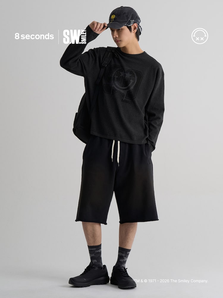 S.W.Smiley Print Pullover - Ash