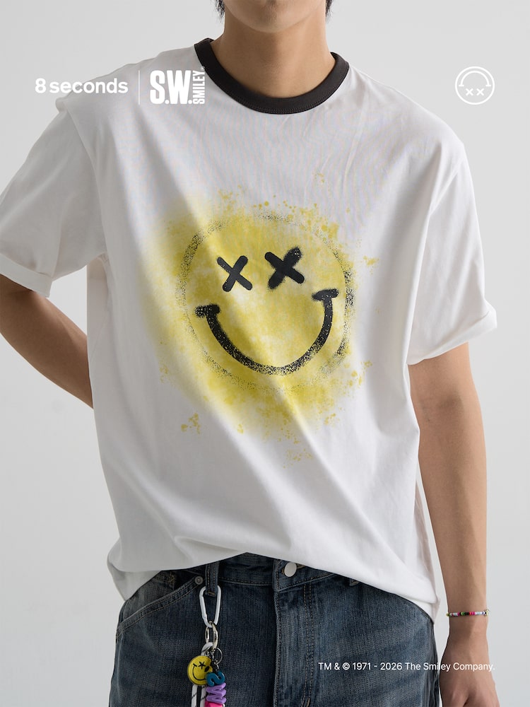 S.W.Smiley Signature Graphic Short Sleeve Tee - White