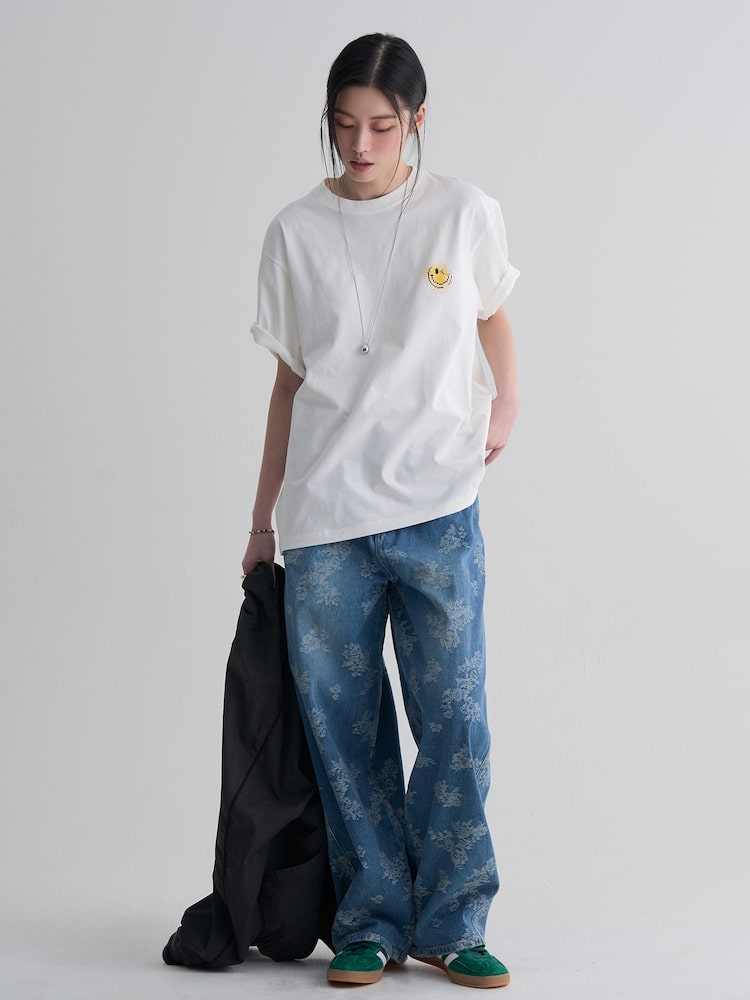 S.W.Smiley Graphic Short Sleeve Tee - White