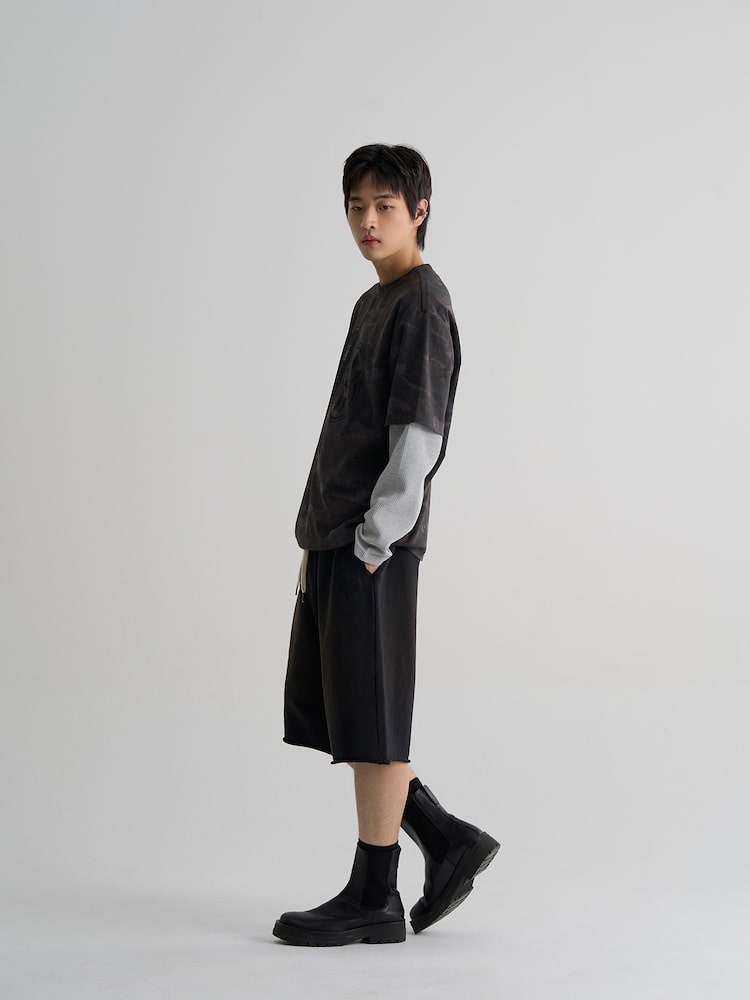 S.W.Smiley Camo Graphic Short Sleeve Tee - Black