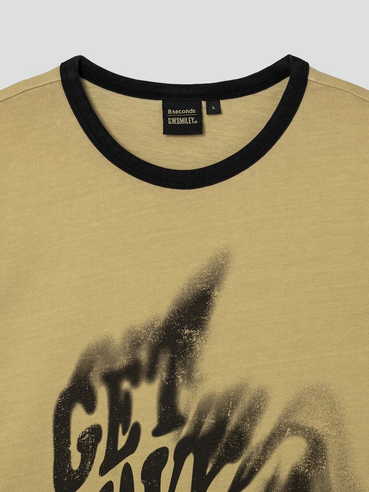 S.W.Smiley Garment-Dyed Short-Sleeve Tee - Yellow