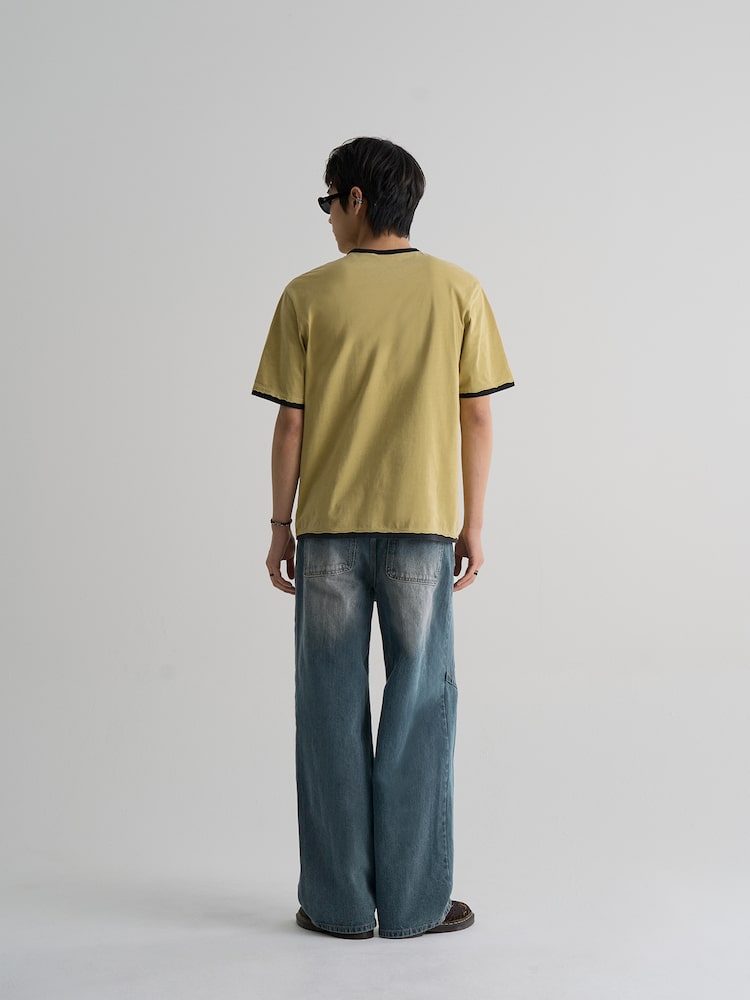 S.W.Smiley Garment-Dyed Short-Sleeve Tee - Yellow